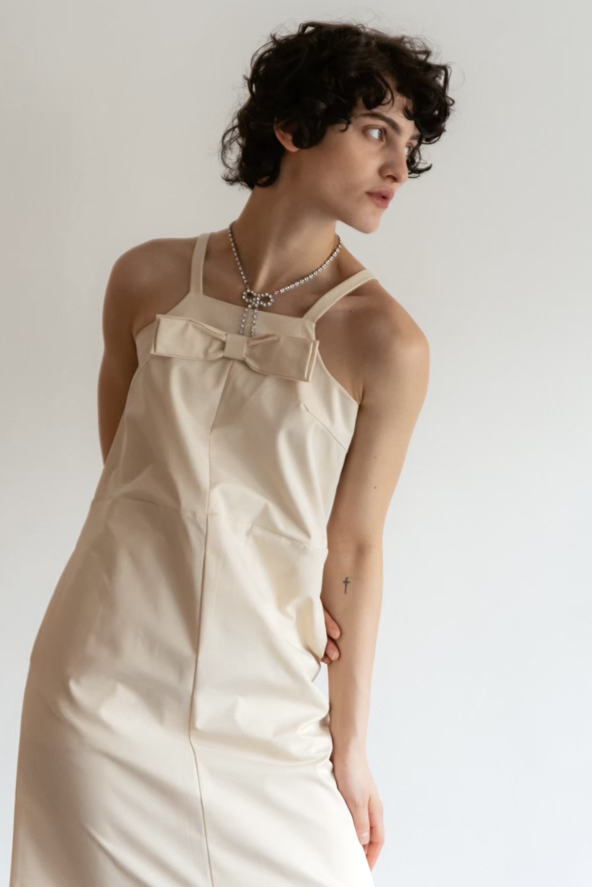 ribbon halter neck long one-piece