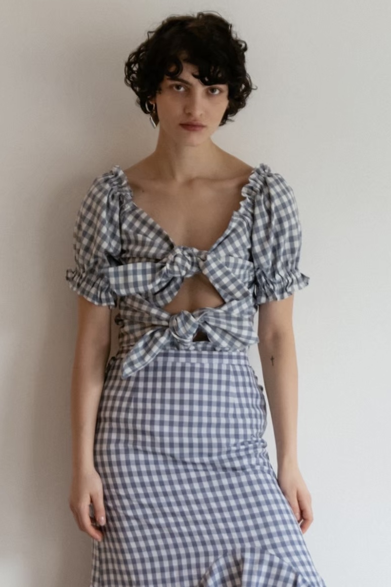 ribbon puff sleeve blouse
