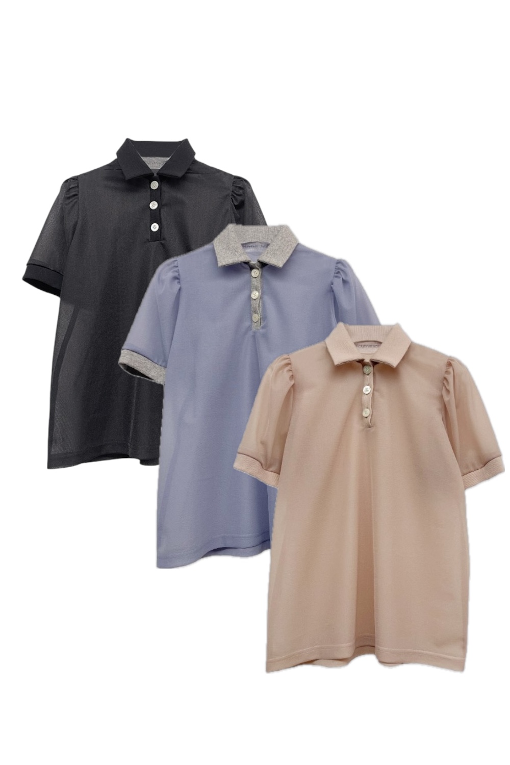 【HONEY MI HONEY】sheer chiffon polo tops