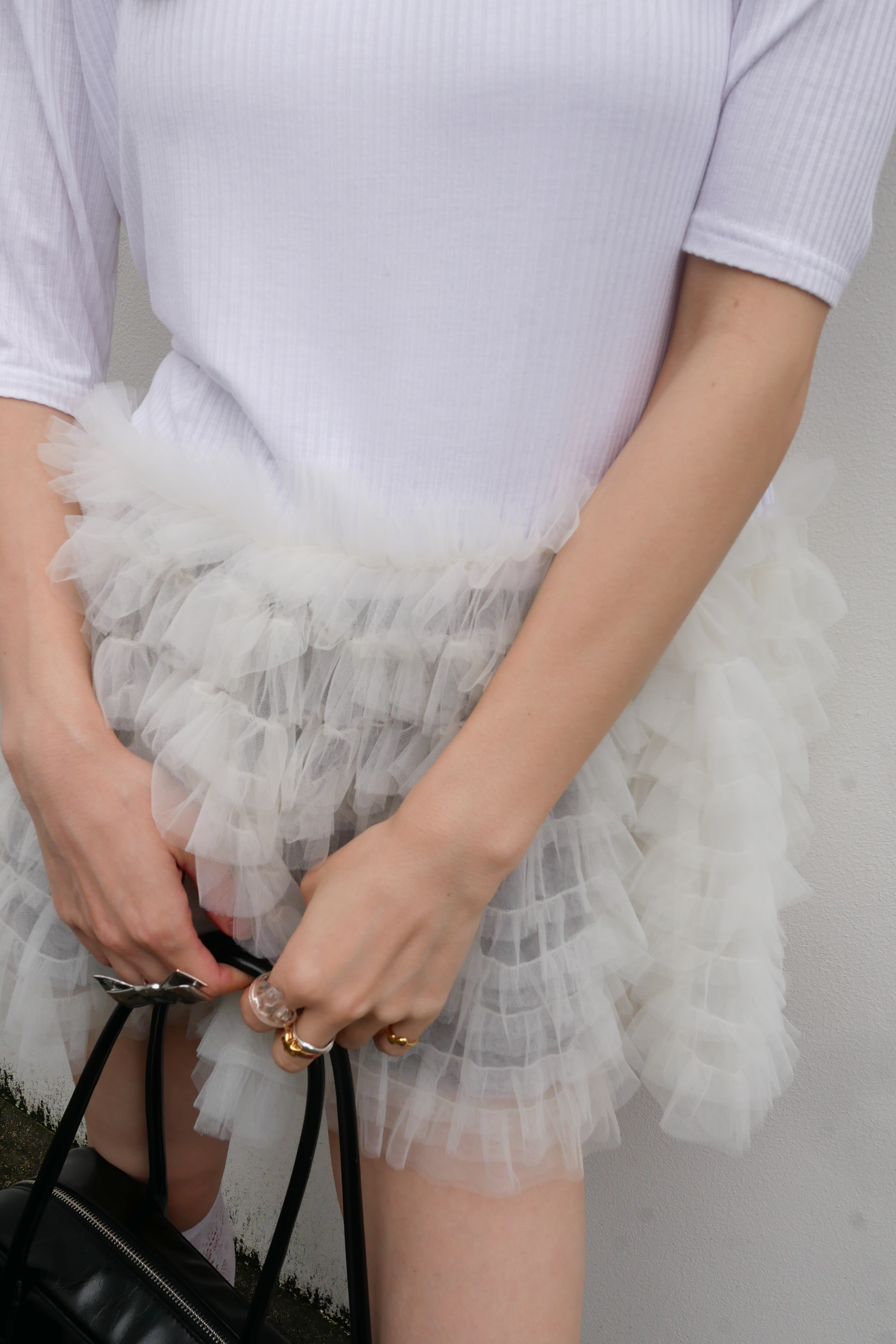 tulle peplum rib cutsew | HONEY MI HONEY