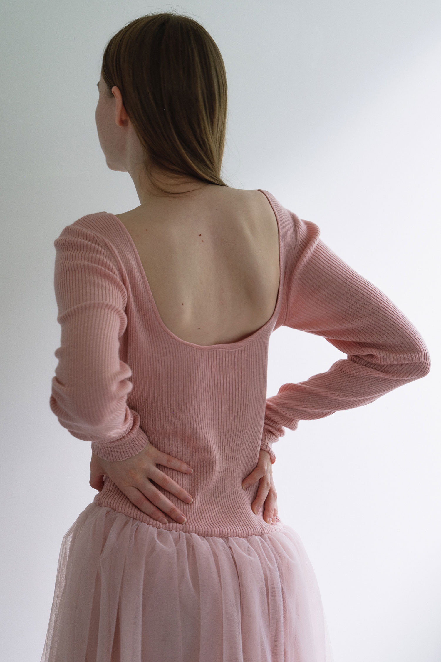 HONEY MI HONEY｜リブニットボリュームチュールワンピース｜異素材