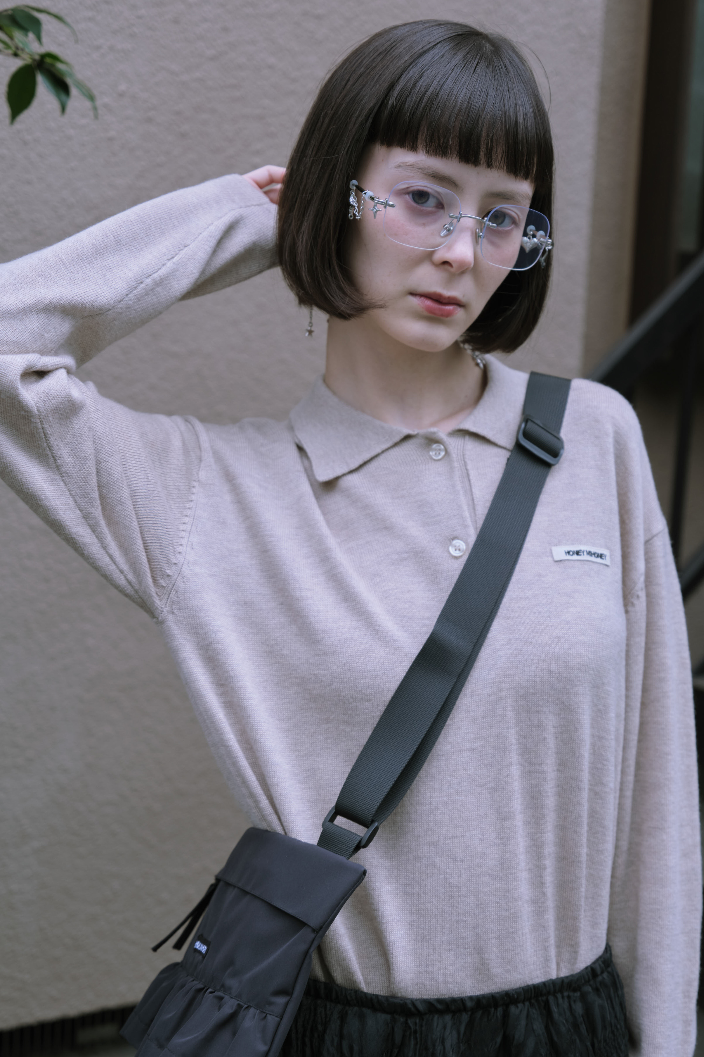 HONEY MI HONEY｜ロゴポロニットミニワンピース｜大人のほんのり