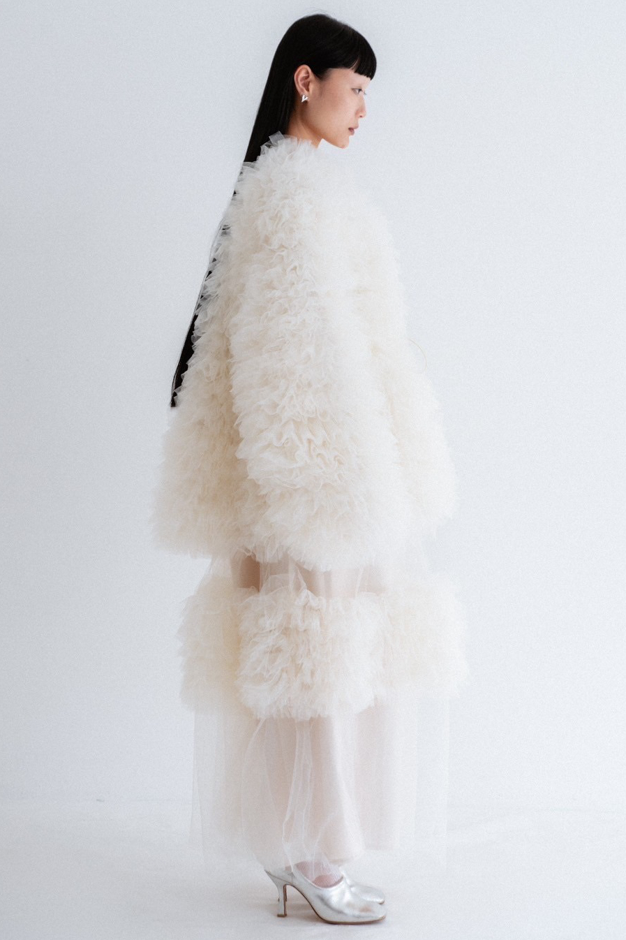 tulle tiered blouson