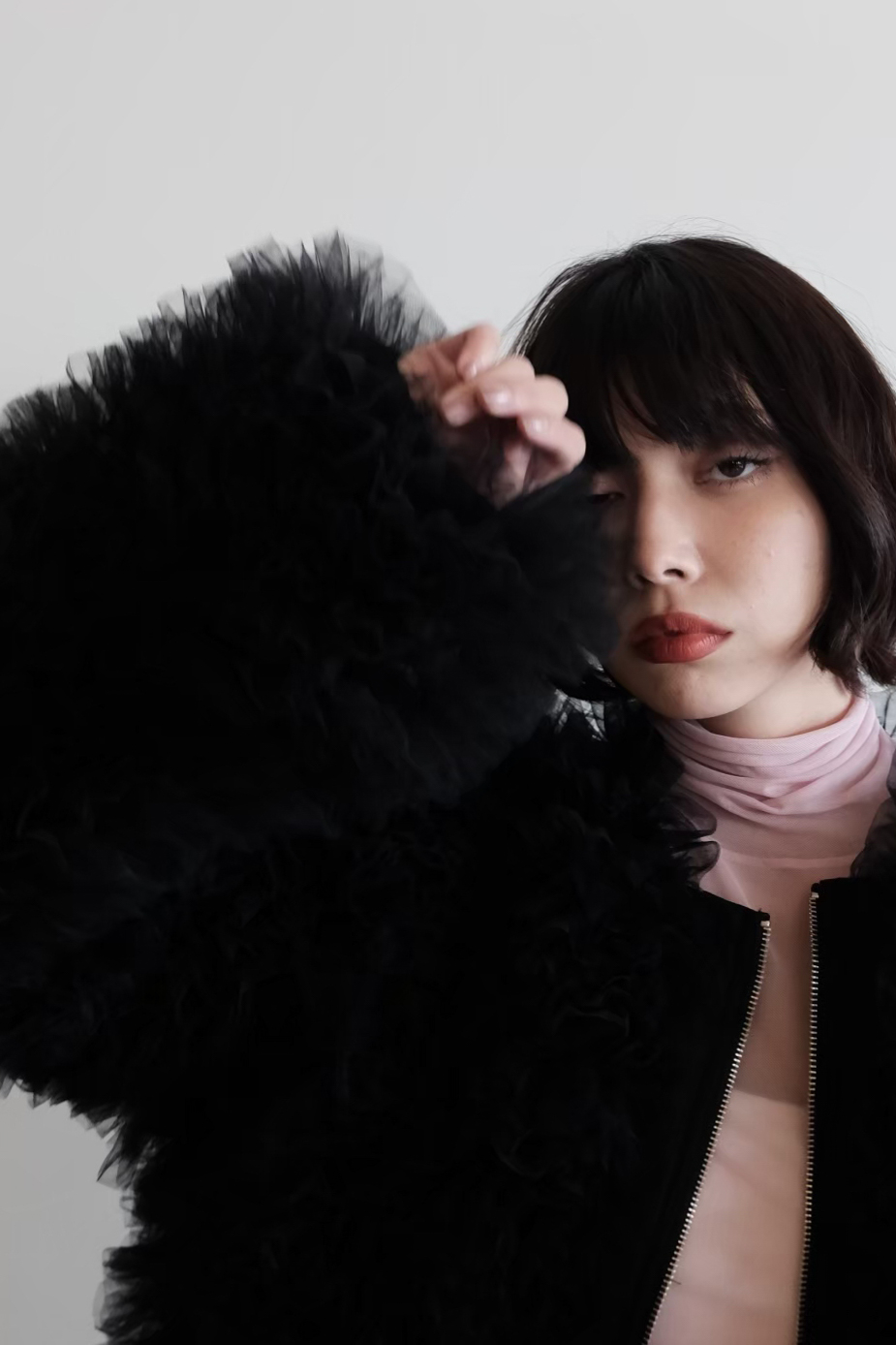 tulle tiered blouson
