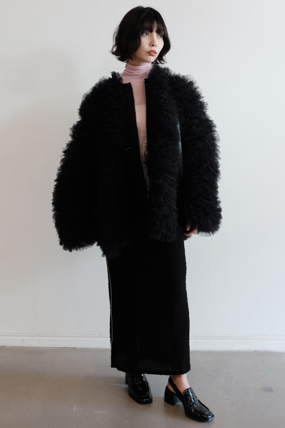 tulle tiered blouson