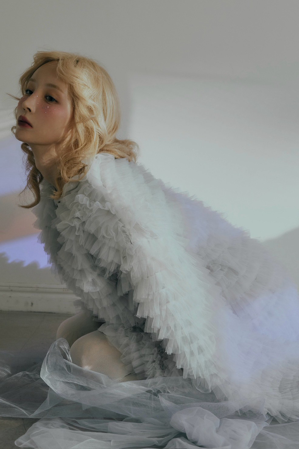 tulle tiered blouson