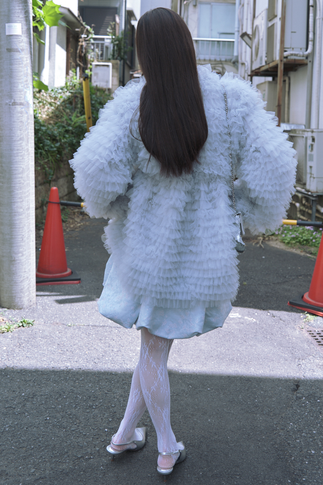 tulle tiered blouson