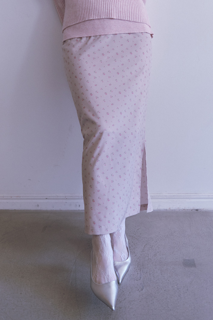 【HONEY MI HONEY】floral chiffon long skirt