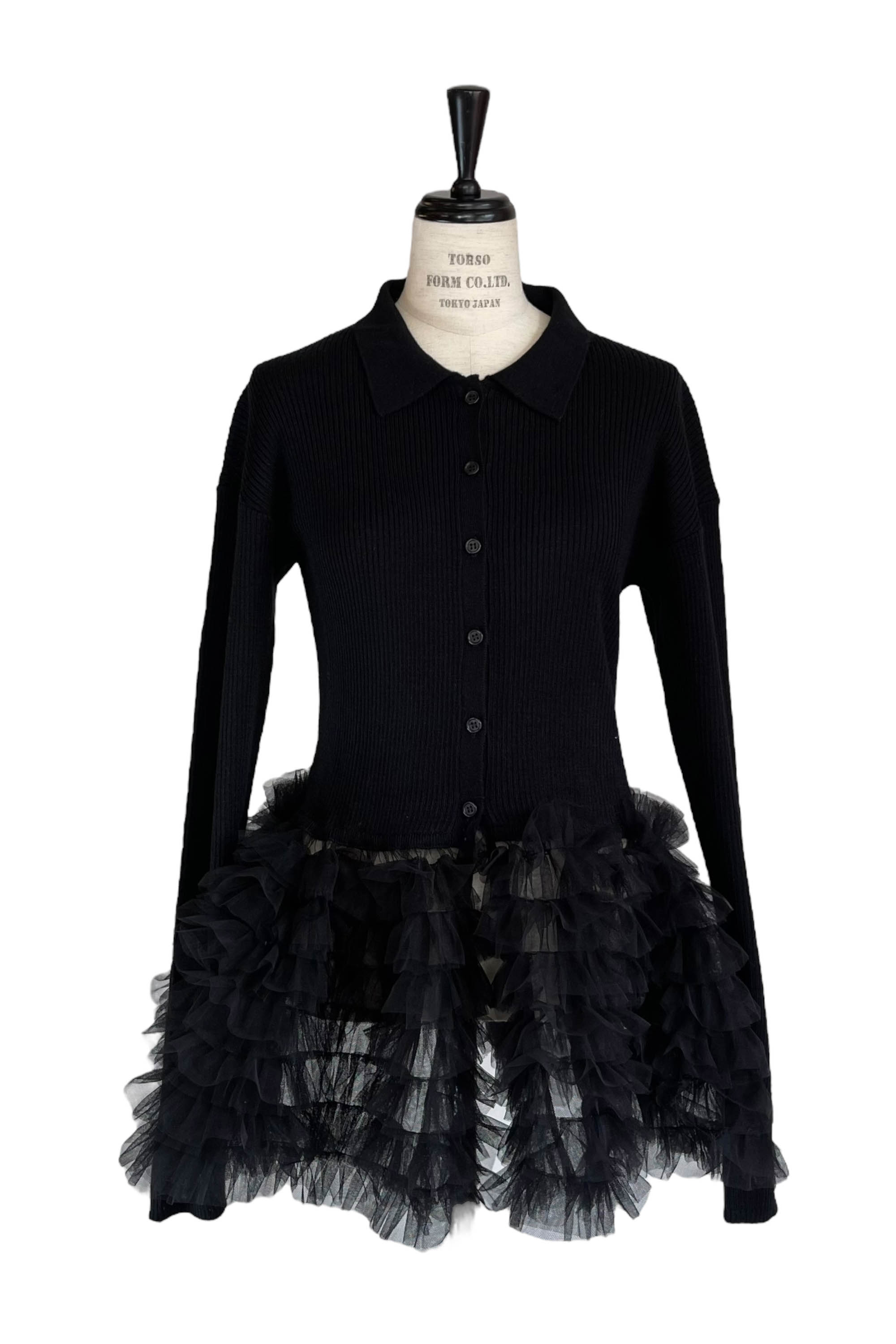 HONEY MI HONEY｜チュールペプラムポロニットカーディガン｜大人