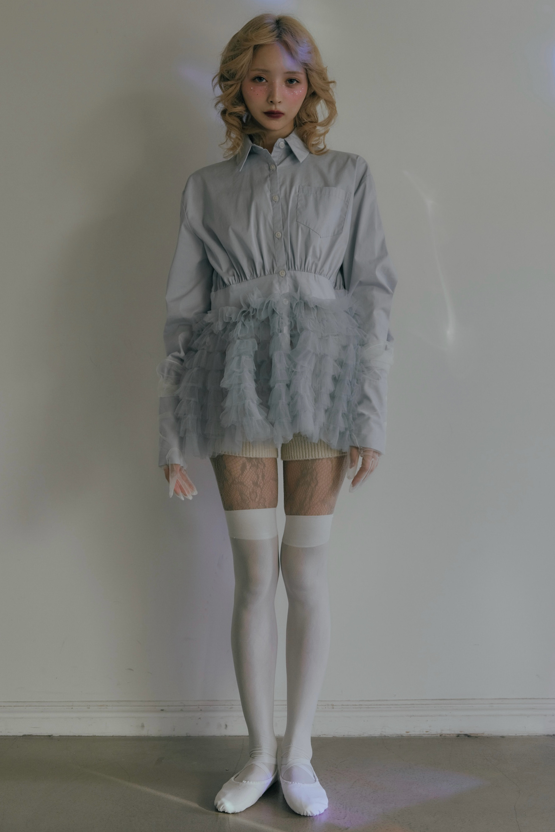 HONEYMI HONEY♡チュールペプラムシャツ HONEY MI HONEY｜チュールペプラムシャツ｜ふんわりチュールで魅せる