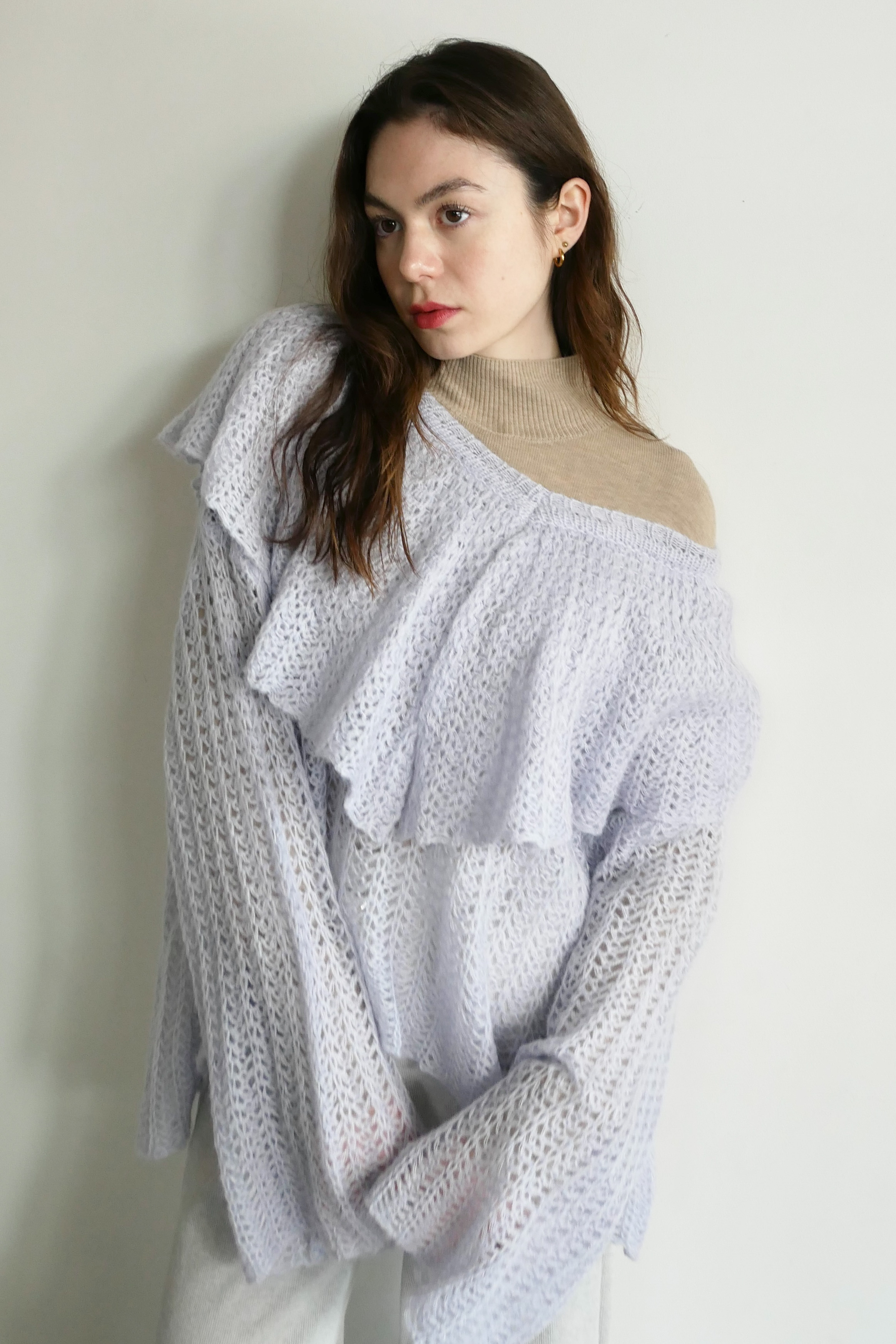 HONEY MI HONEY｜フリルカラークロシェニット｜華やかでふんわり可愛い