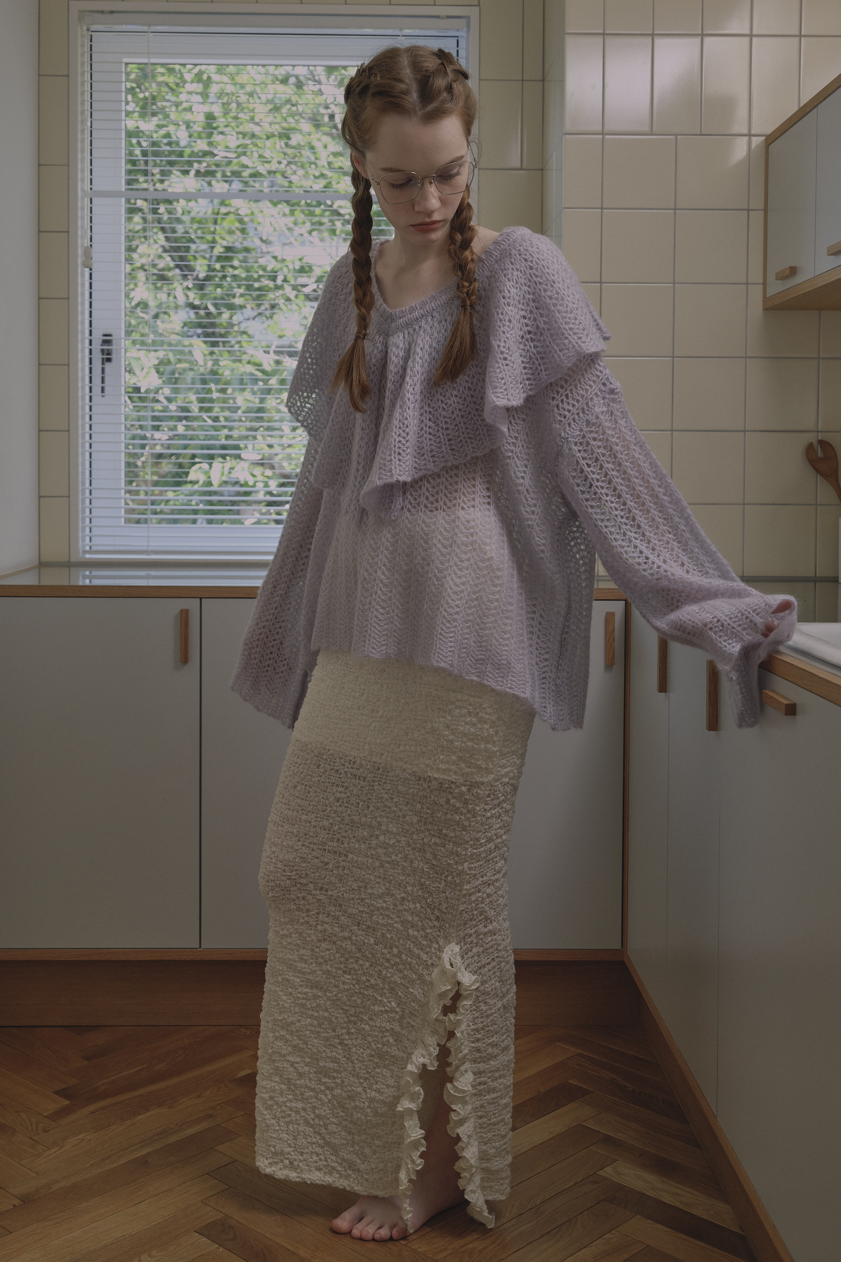 HONEY MI HONEY｜フリルカラークロシェニット｜華やかでふんわり可愛い