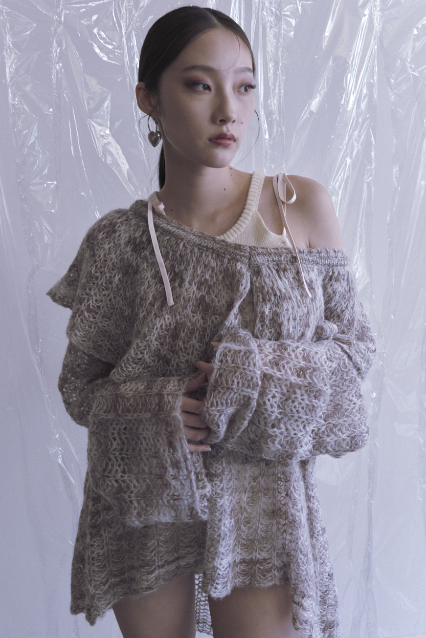 HONEY MI HONEY｜フリルカラークロシェニット｜華やかでふんわり可愛い