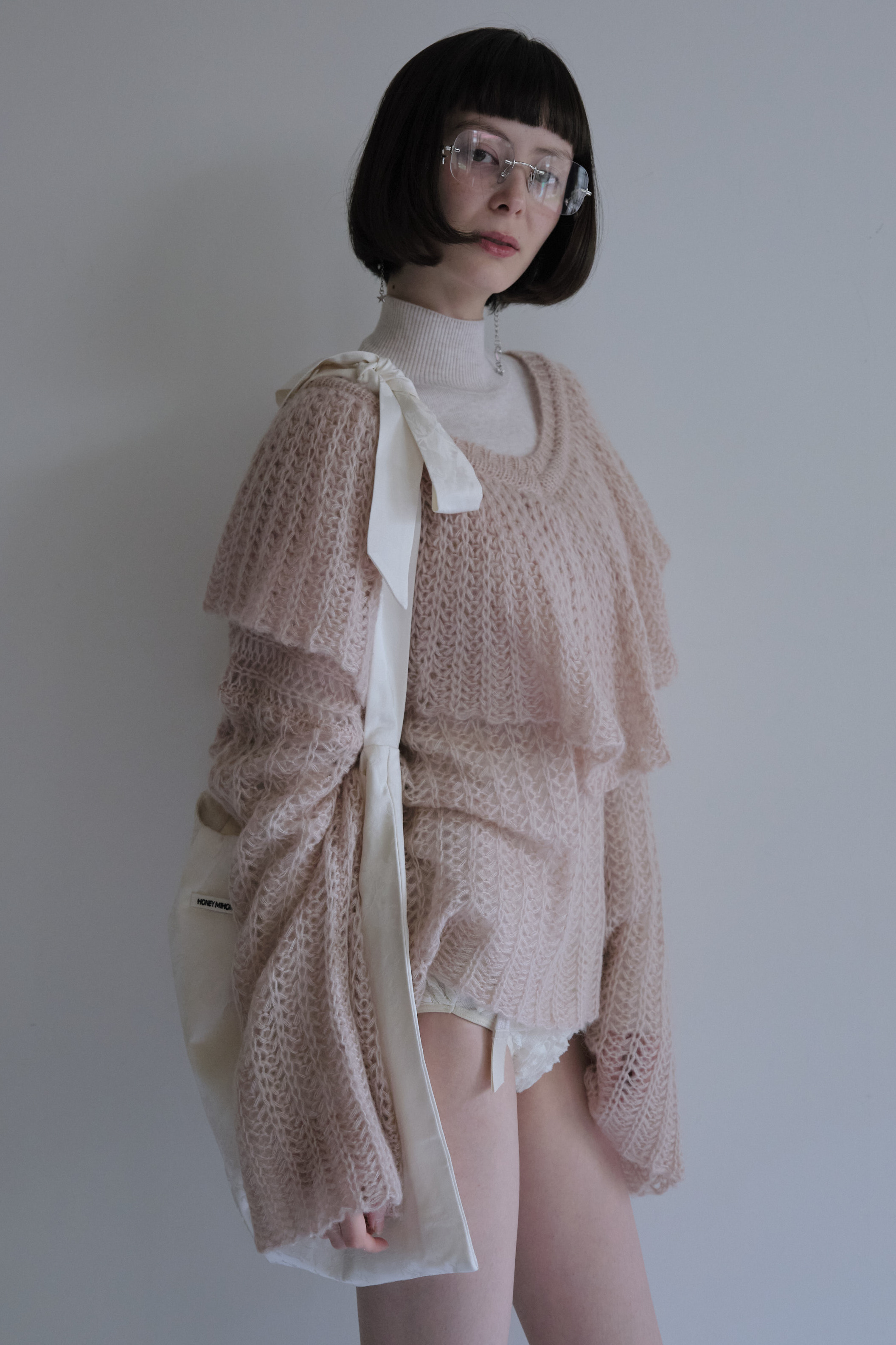 HONEY MI HONEY｜フリルカラークロシェニット｜華やかでふんわり可愛い