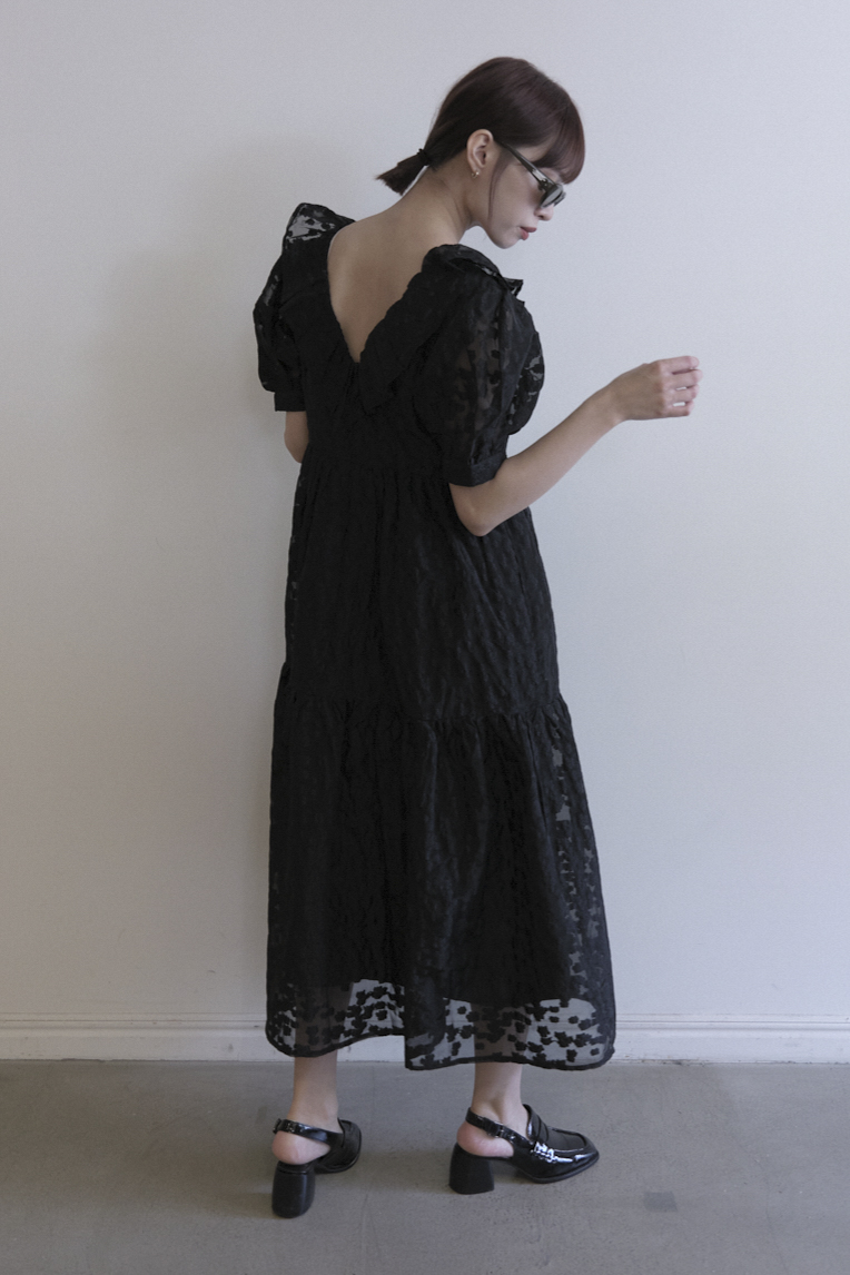 flower organdie puff sleeveone-piece
