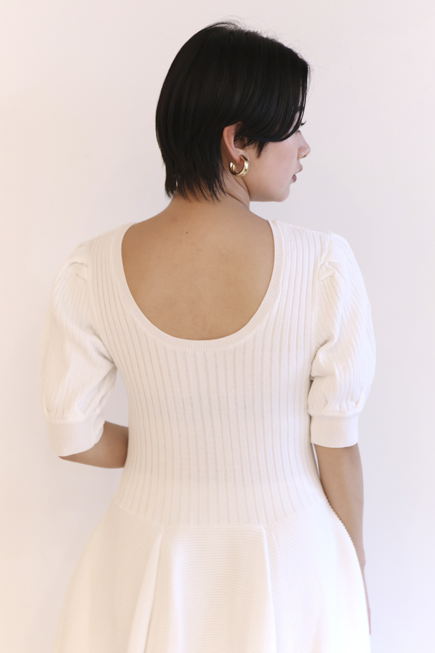 値下☆ ハニーミーハニー ニットワンピ HONEY MI HONEY｜puff sleeve rib knit one-piece｜パフスリーブの