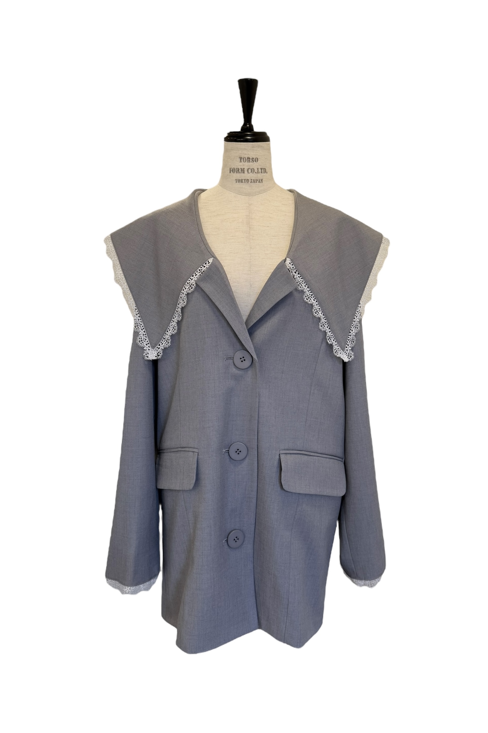 HONEY MI HONEY｜ビッグカラーレーストリミングジャケット｜フェミニン