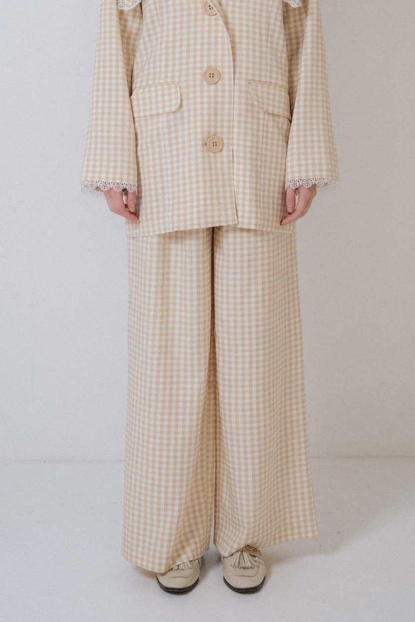 【HONEY MI HONEY】lace trimming wide pants