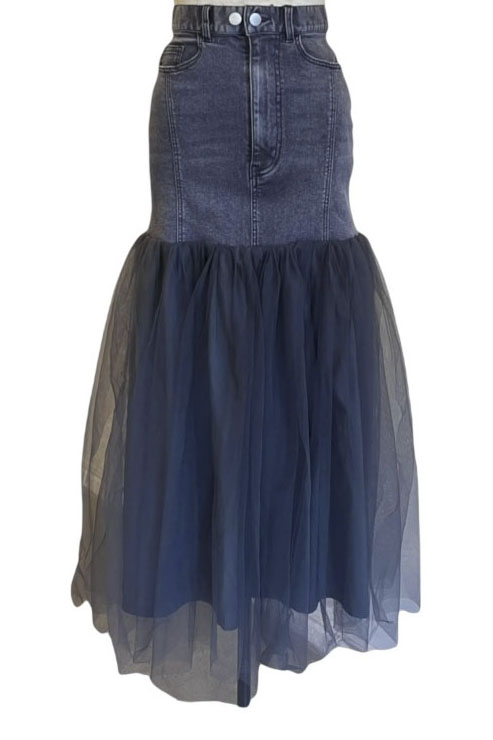 HONEY MI HONEY｜denim tulle skirt｜デニム×チュールでメリハリシルエット