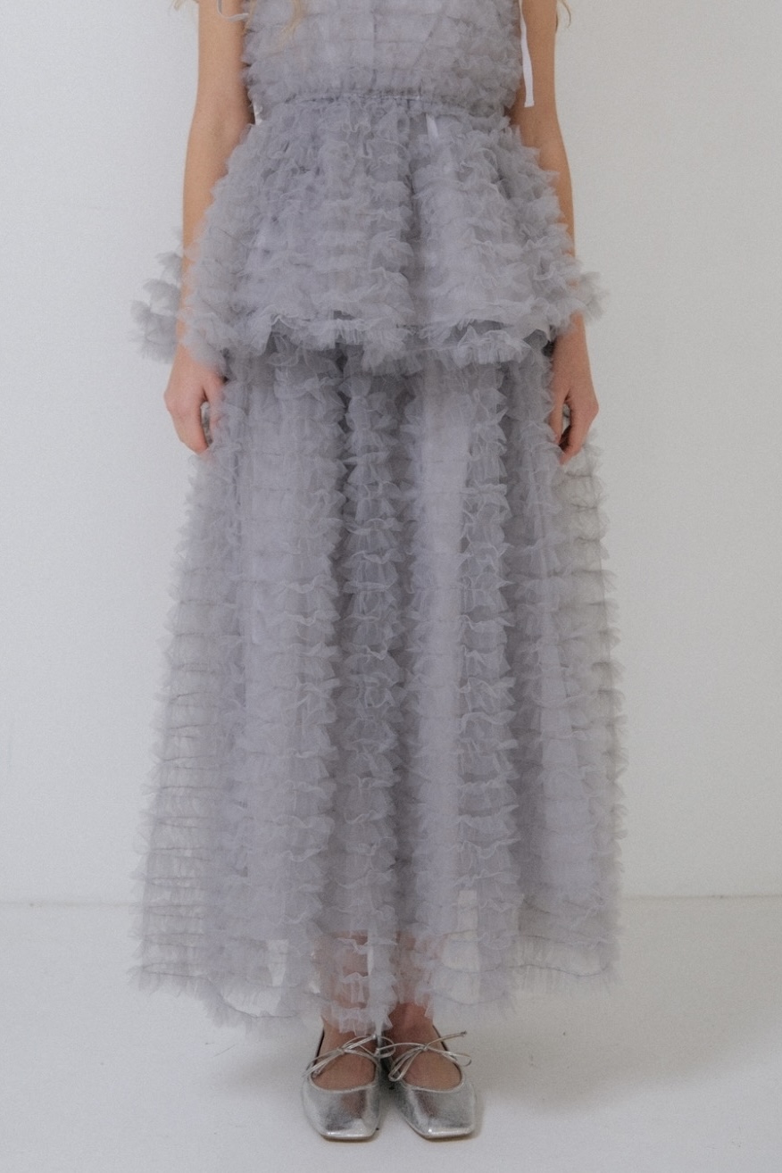 スカート HONEY MI HONEY tulle frill long skirt tulle long skirt