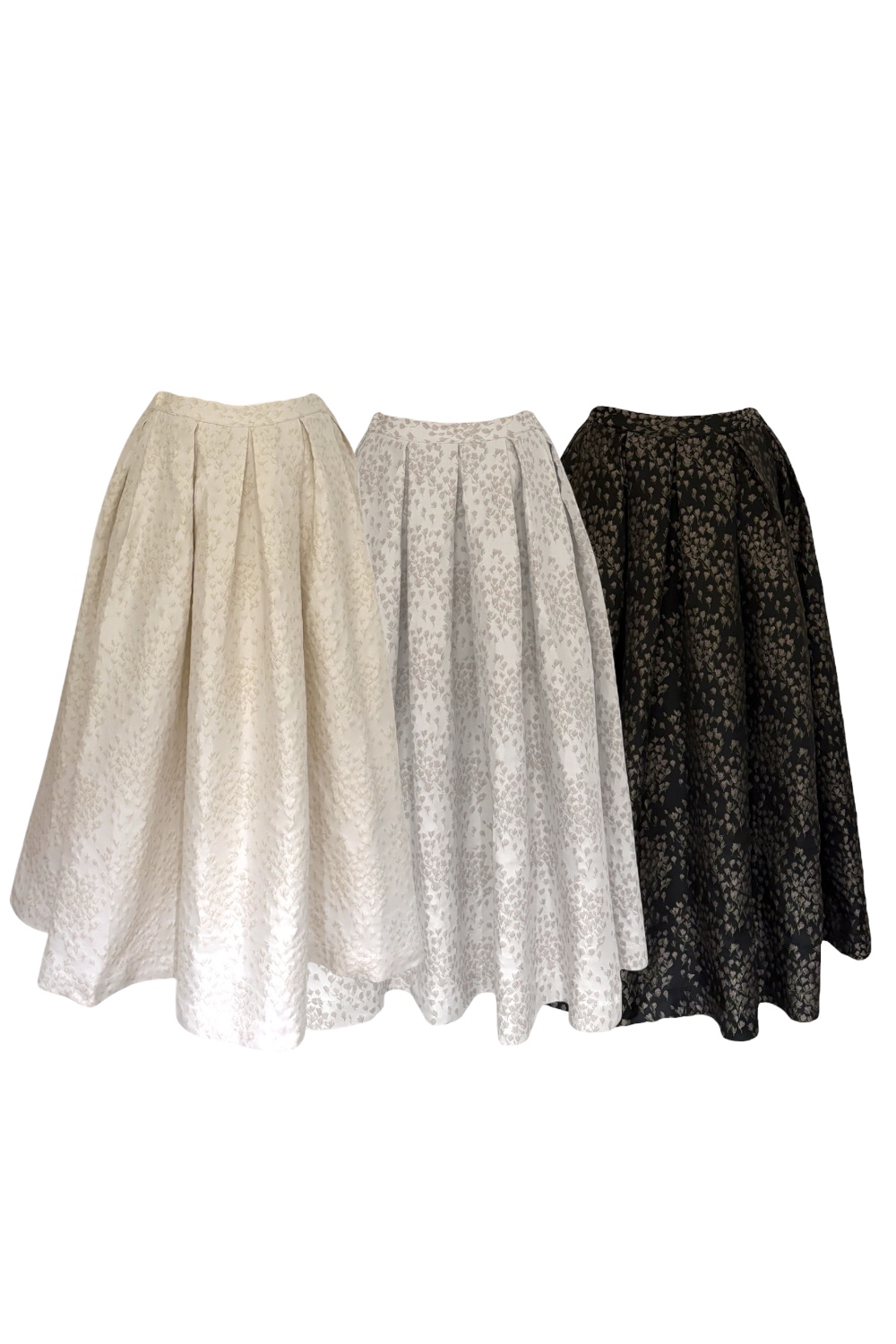 HONEY MI HONEY｜taffeta jacquard long skirt｜上品小花柄のタフタ