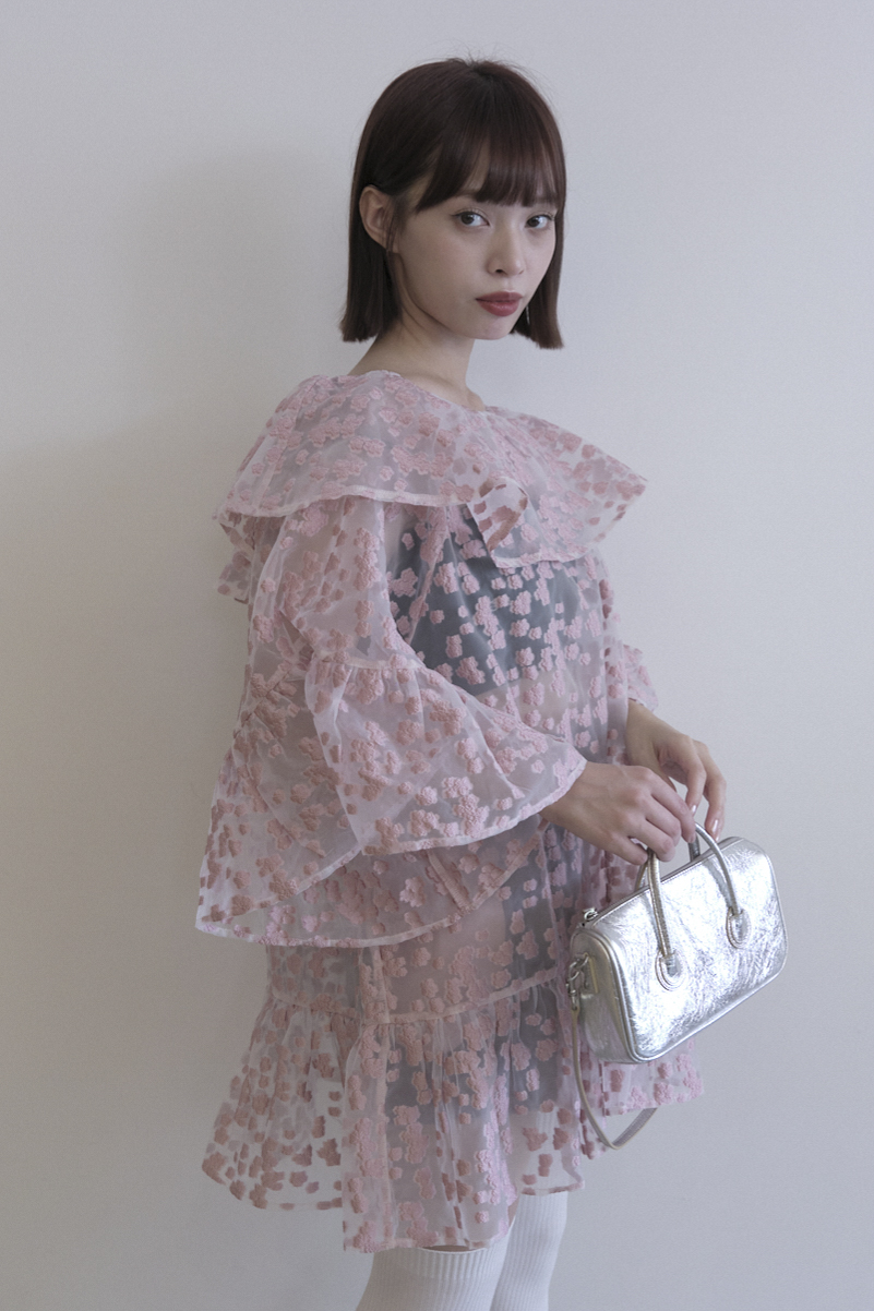 HONEY MI HONEY｜flower organdie frill tunic｜立体フラワー×フリルの