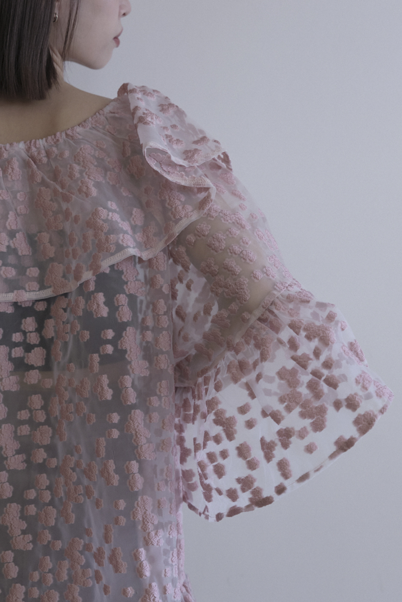 HONEY MI HONEY｜flower organdie frill tunic｜立体フラワー×フリルの