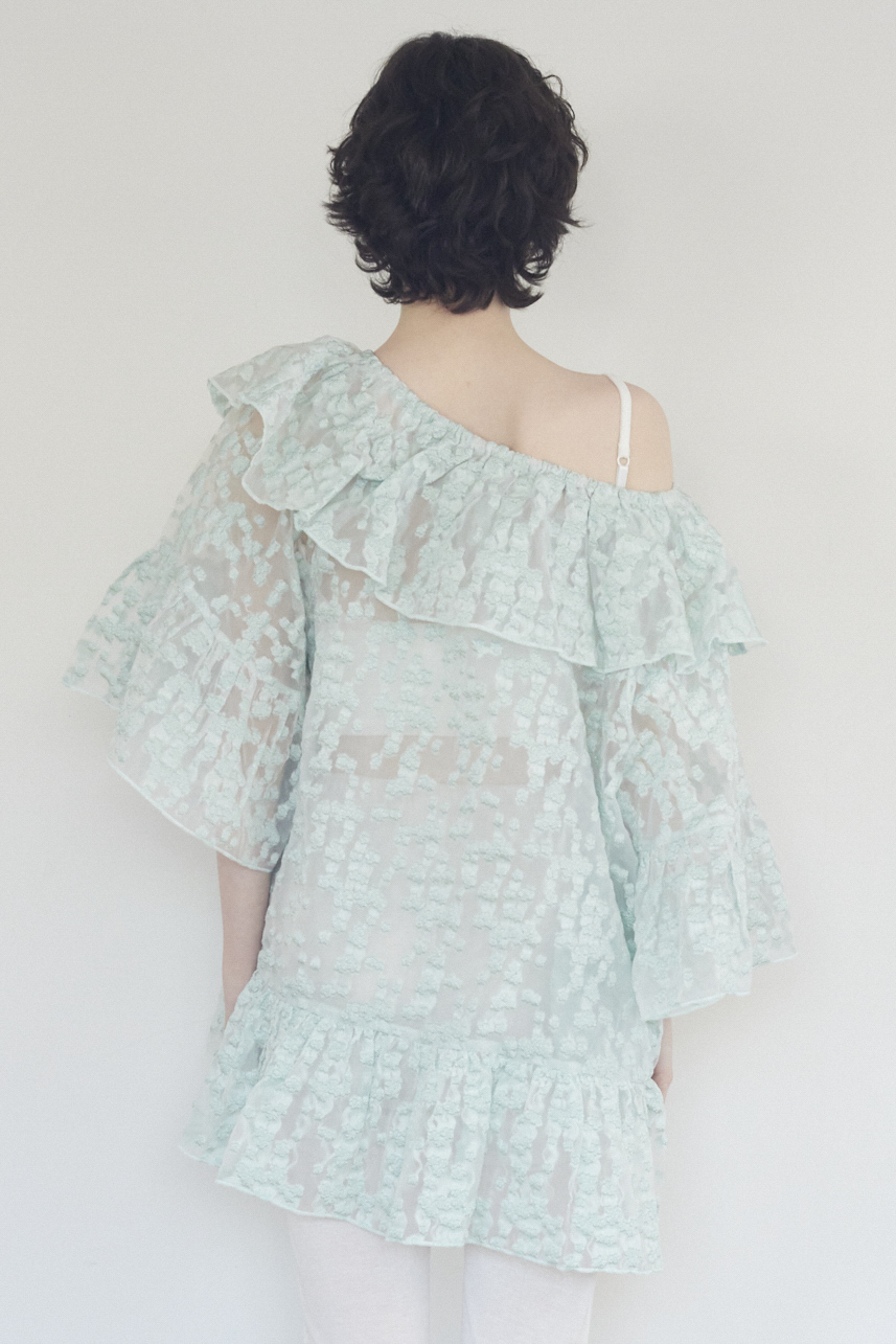 HONEY MI HONEY｜flower organdie frill tunic｜立体フラワー×フリルの