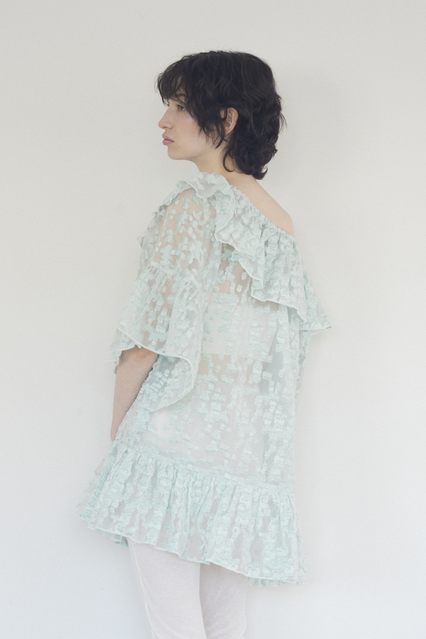 HONEY MI HONEY｜flower organdie frill tunic｜立体フラワー×フリルの