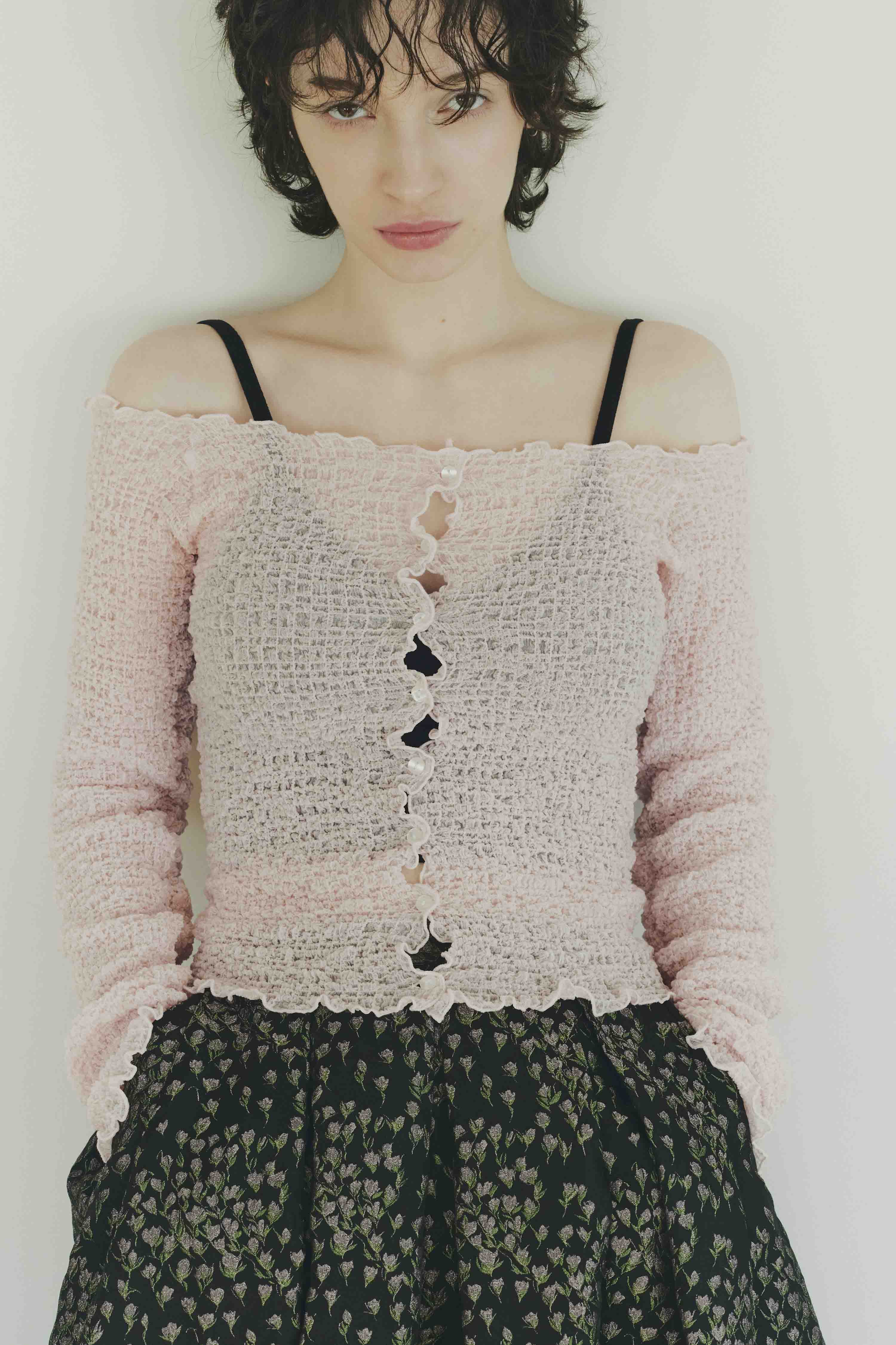 HONEY MI HONEY｜sheer swell boat cardigan｜ふんわりシアーのボート