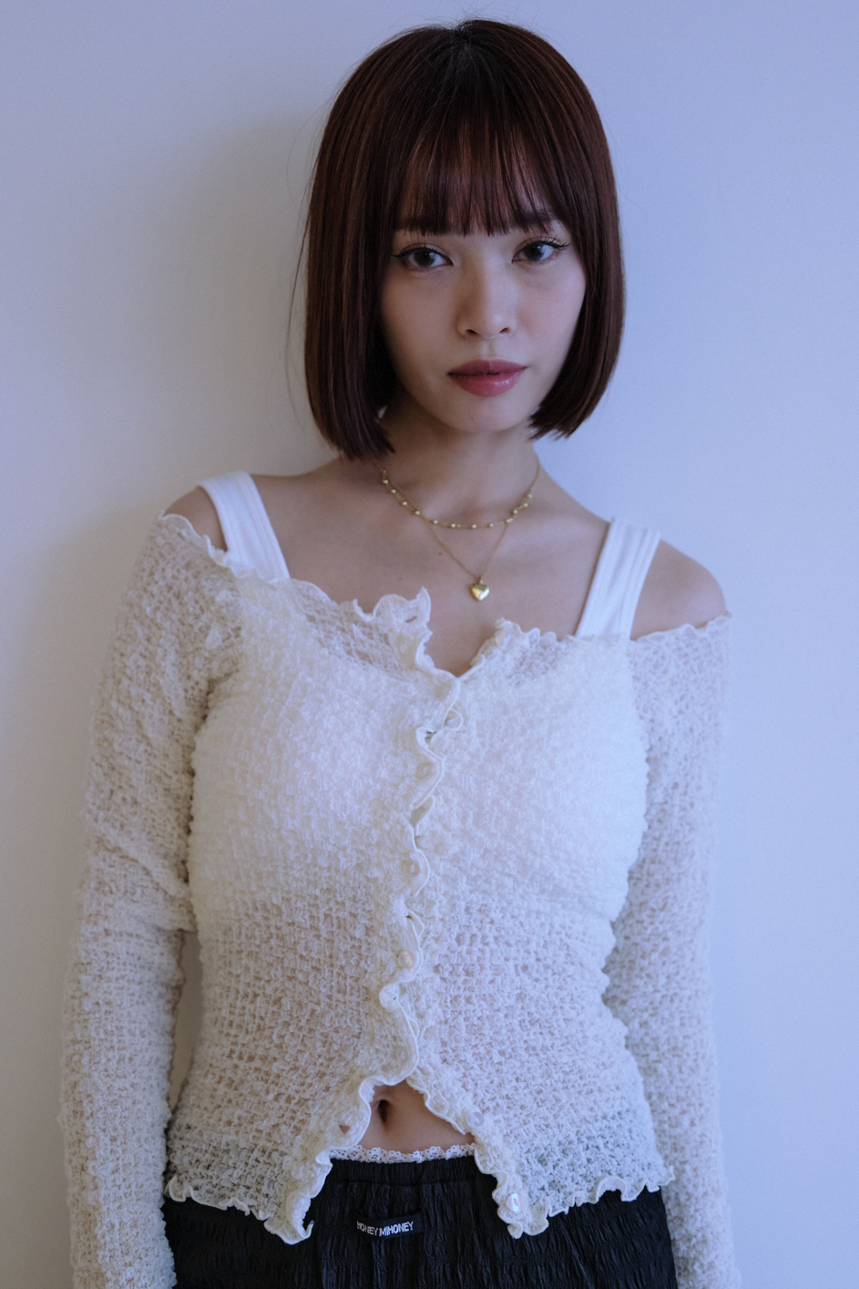 HONEY MI HONEY｜sheer swell boat cardigan｜ふんわりシアーのボート