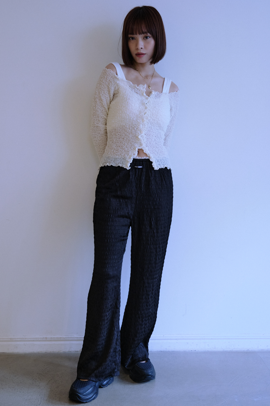 HONEY MI HONEY｜sheer swell boat cardigan｜ふんわりシアーのボート