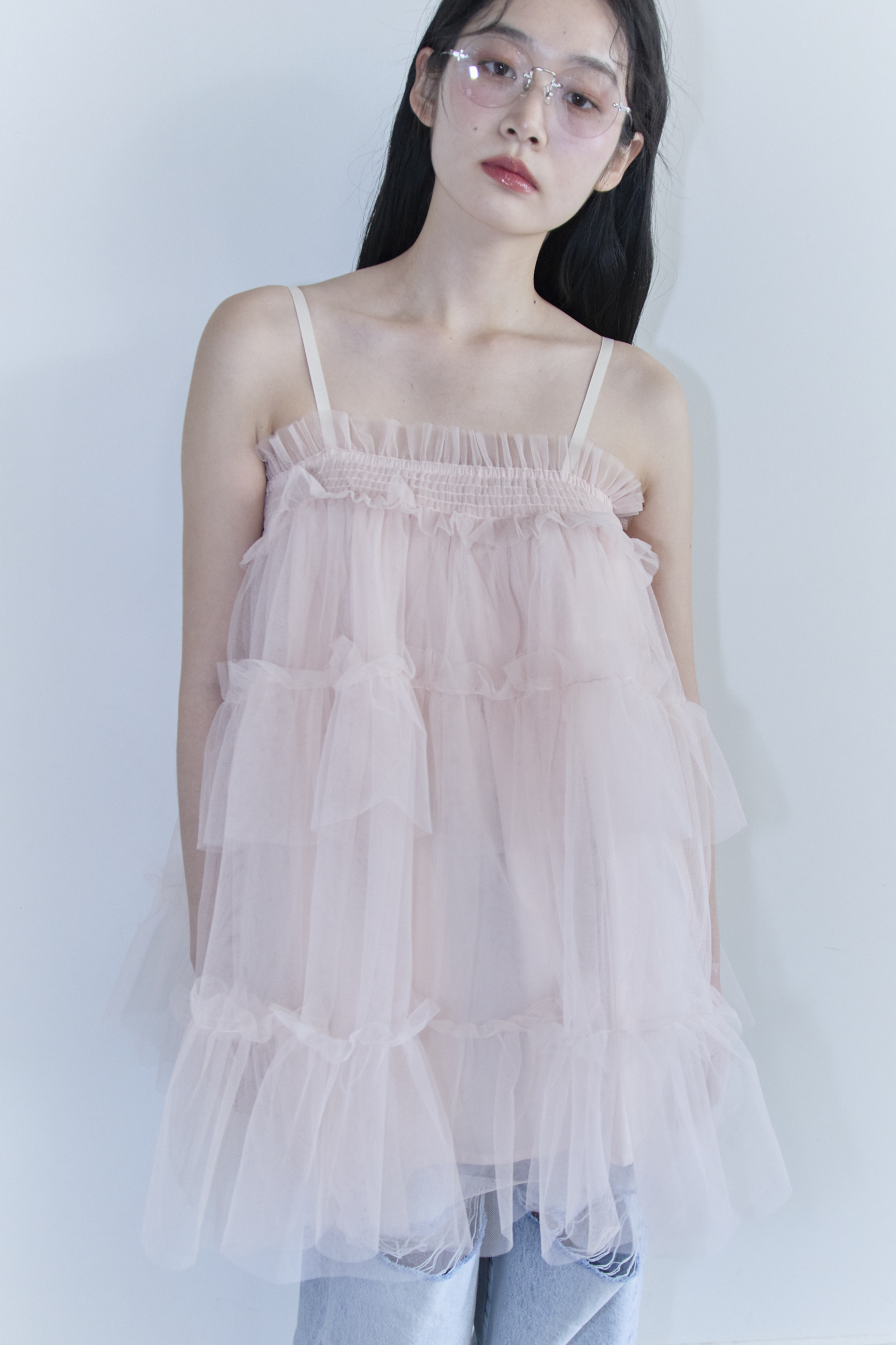 HONEY MI HONEY｜tulle tiered tunic camisole