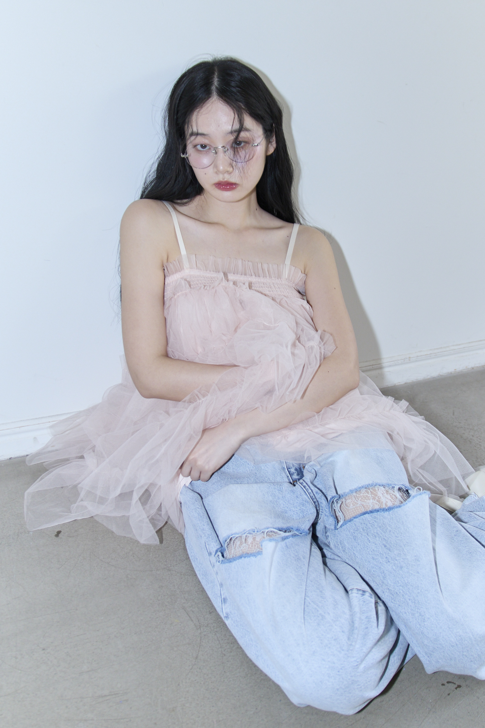 honey mi honey キャミソール HONEY MI HONEY｜tulle tiered tunic camisole