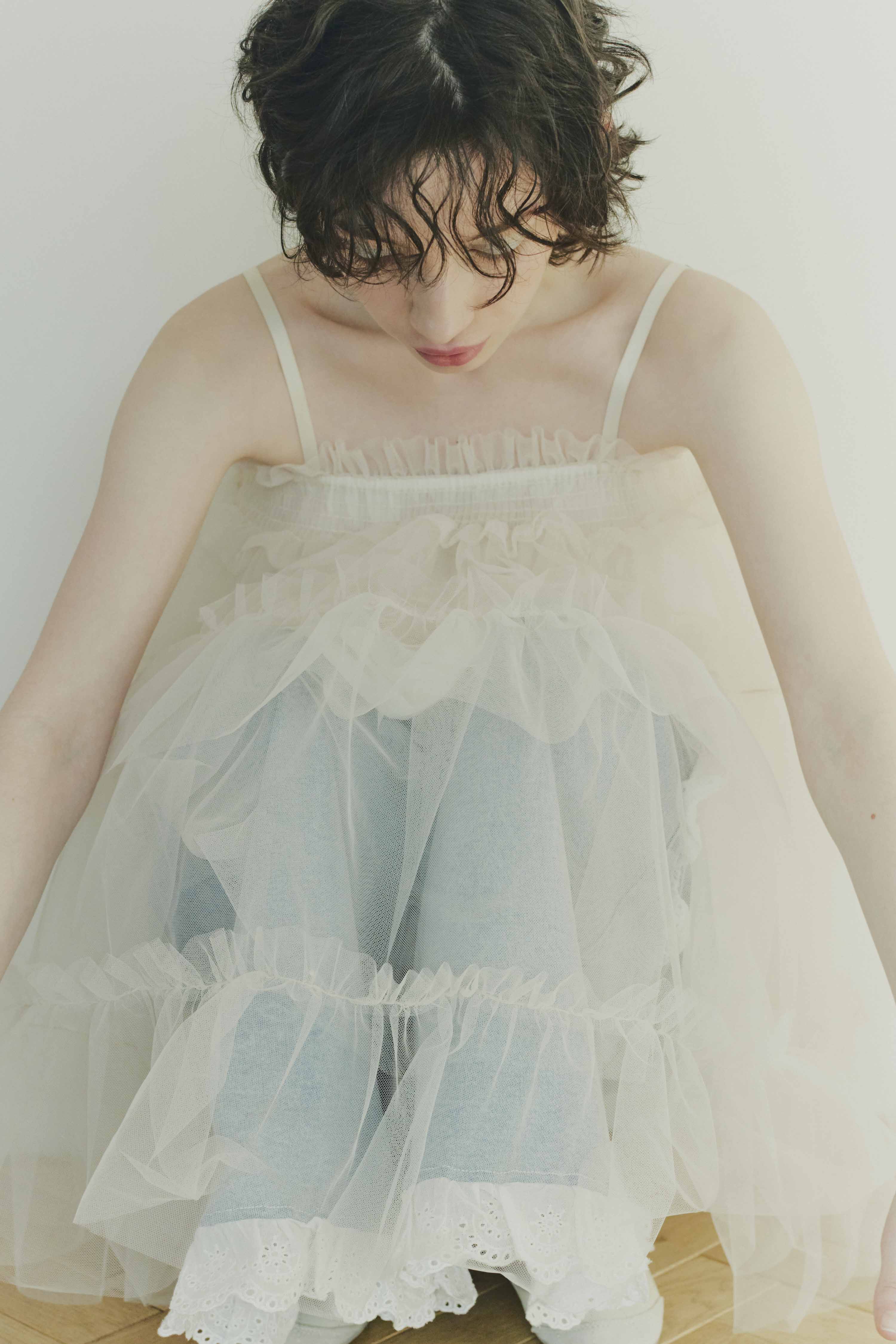 【HONEY MI HONEY】tulle frill camisole 新品 HONEY MI HONEY｜チュールフリルキャミソール｜スタイルアップ効果と