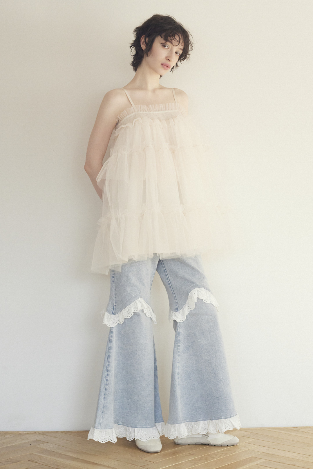 HONEY MI HONEY｜tulle tiered tunic camisole