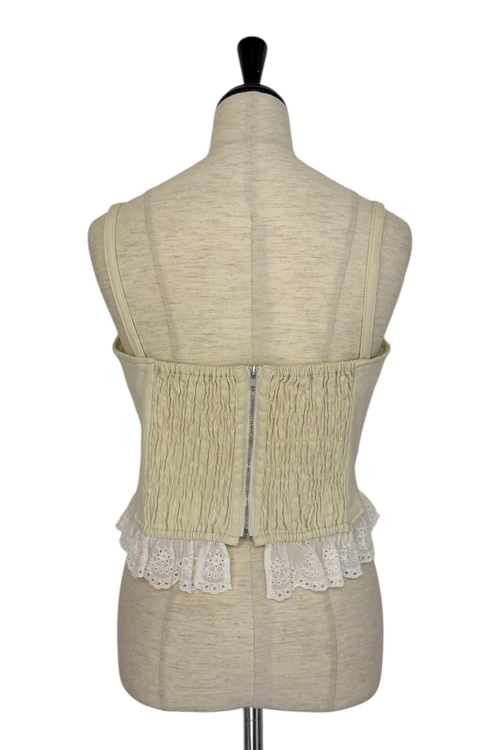 HONEY MI HONEY｜cotton frill denim bustier｜コットンフリルが映える