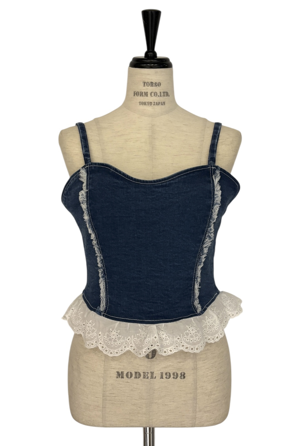 HONEY MI HONEY｜cotton frill denim bustier｜コットンフリルが映える