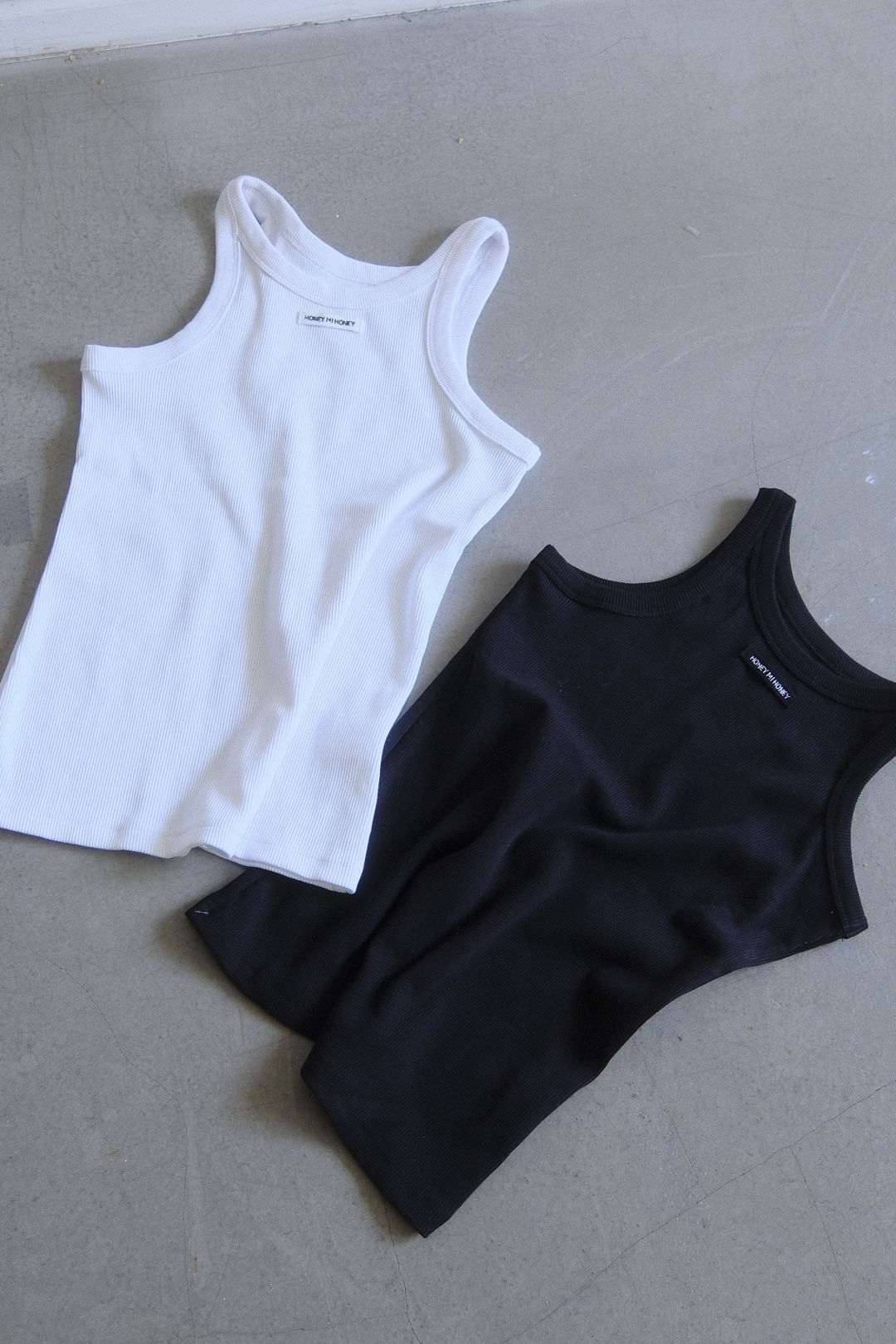 【HONEY MI HONEY 】HONEY logo rib tank