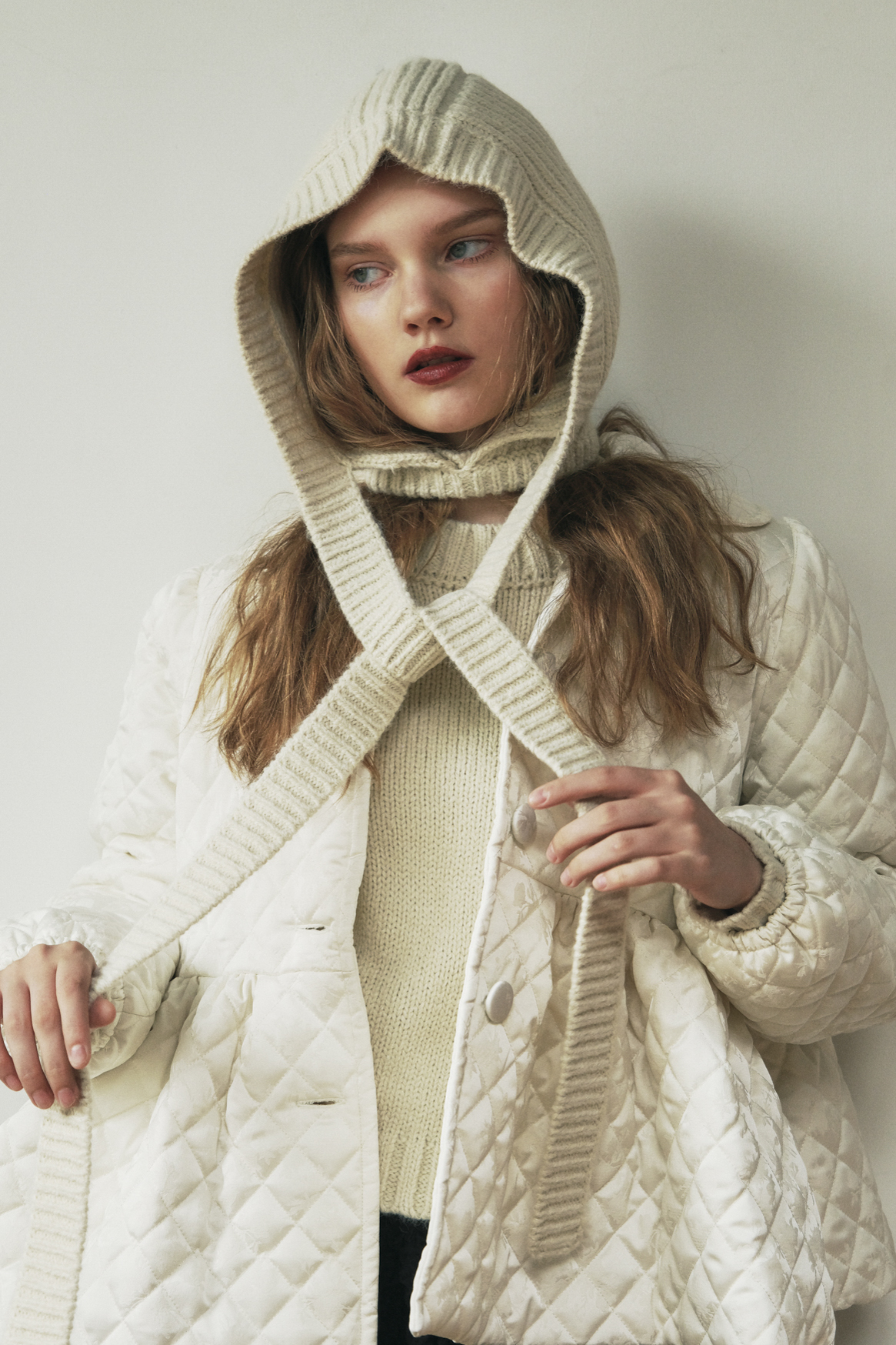 HONEY MI HONEY｜リボン付きニットバラクラバ｜大人可愛い冬小物