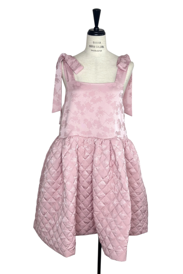 HONEY MI HONEY｜quilting rose satin tiered mini one-piece