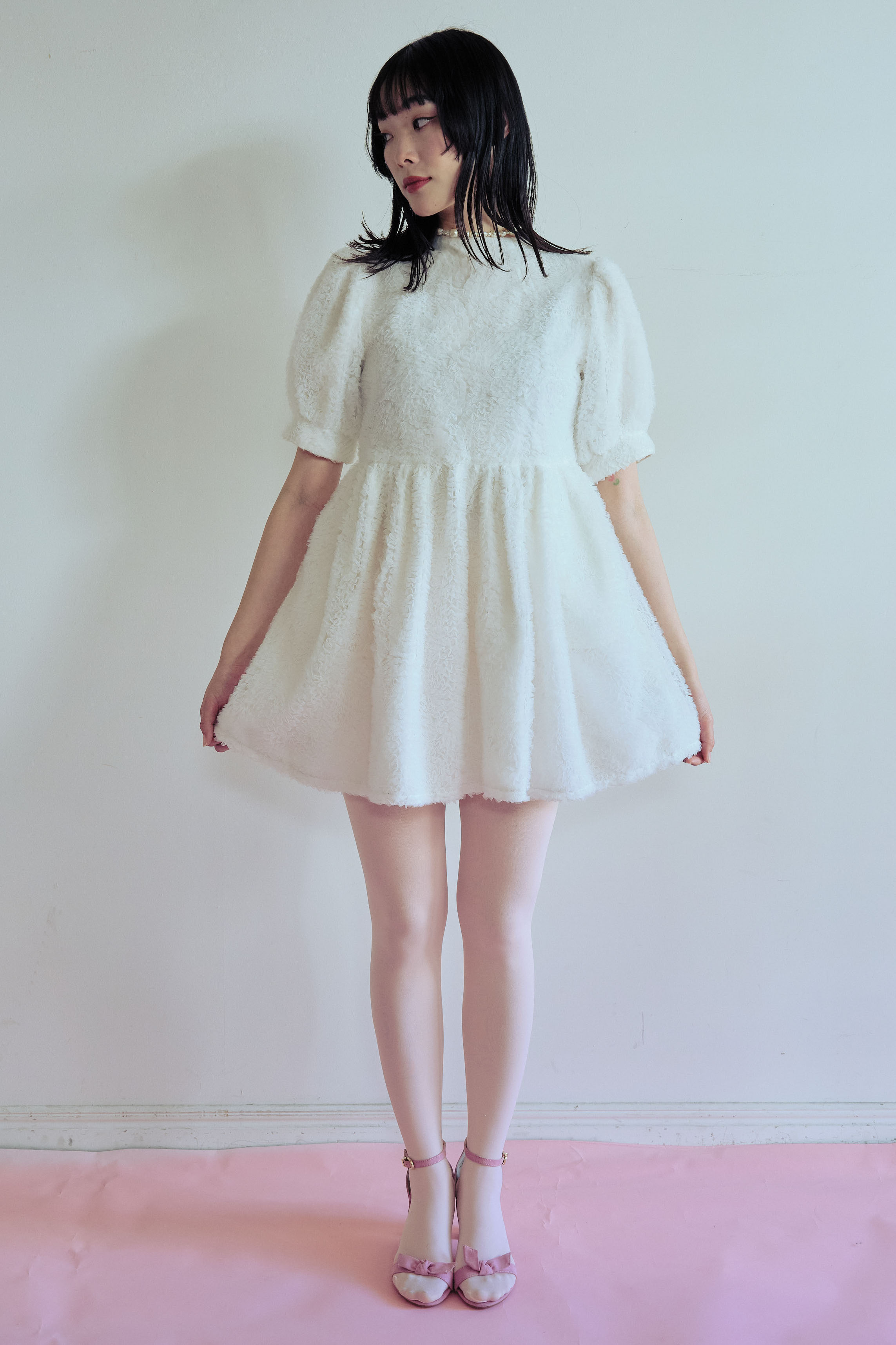 HONEY MI HONEY｜tulle puff sleeve tunic one-piece