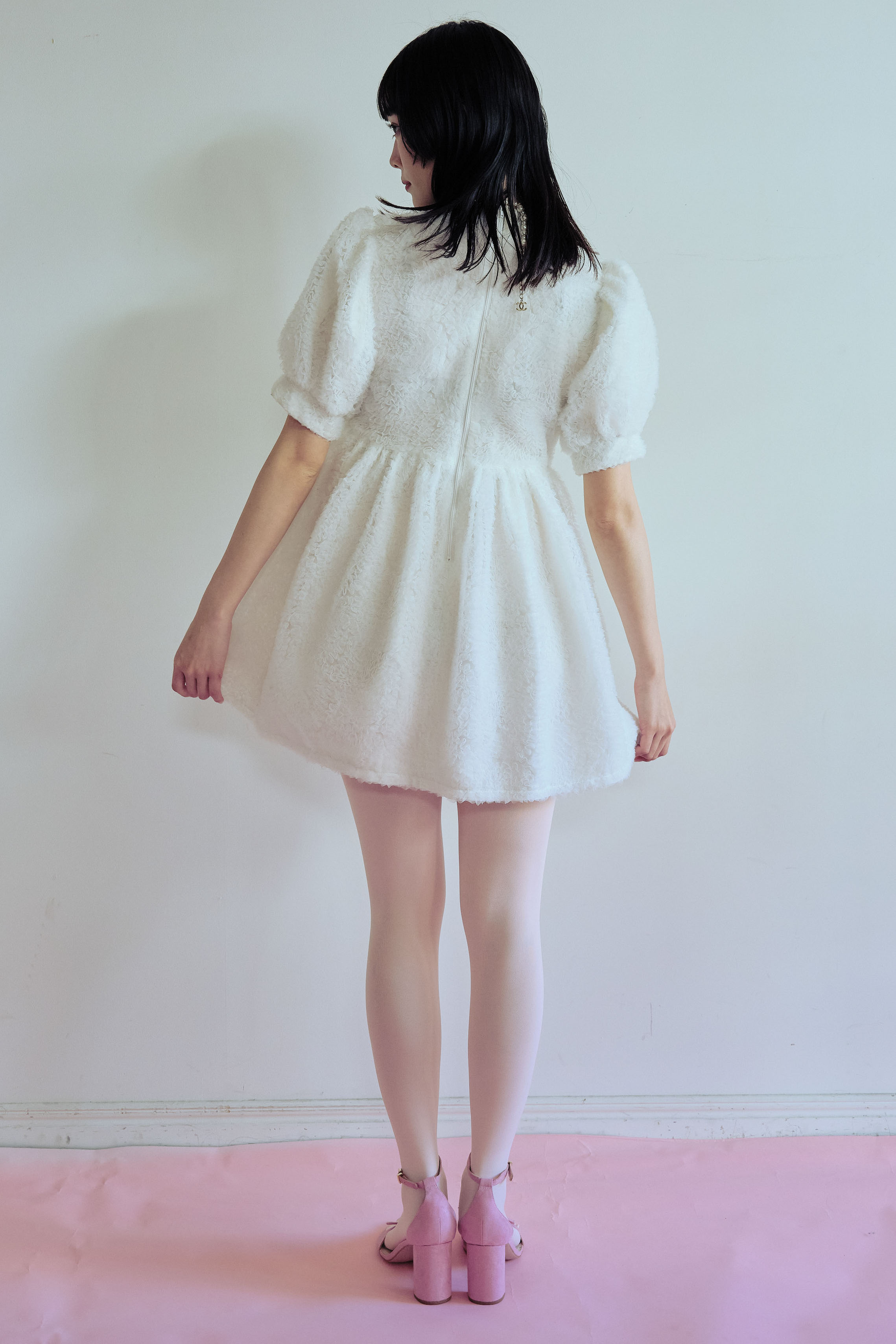 HONEY MI HONEY｜tulle puff sleeve tunic one-piece