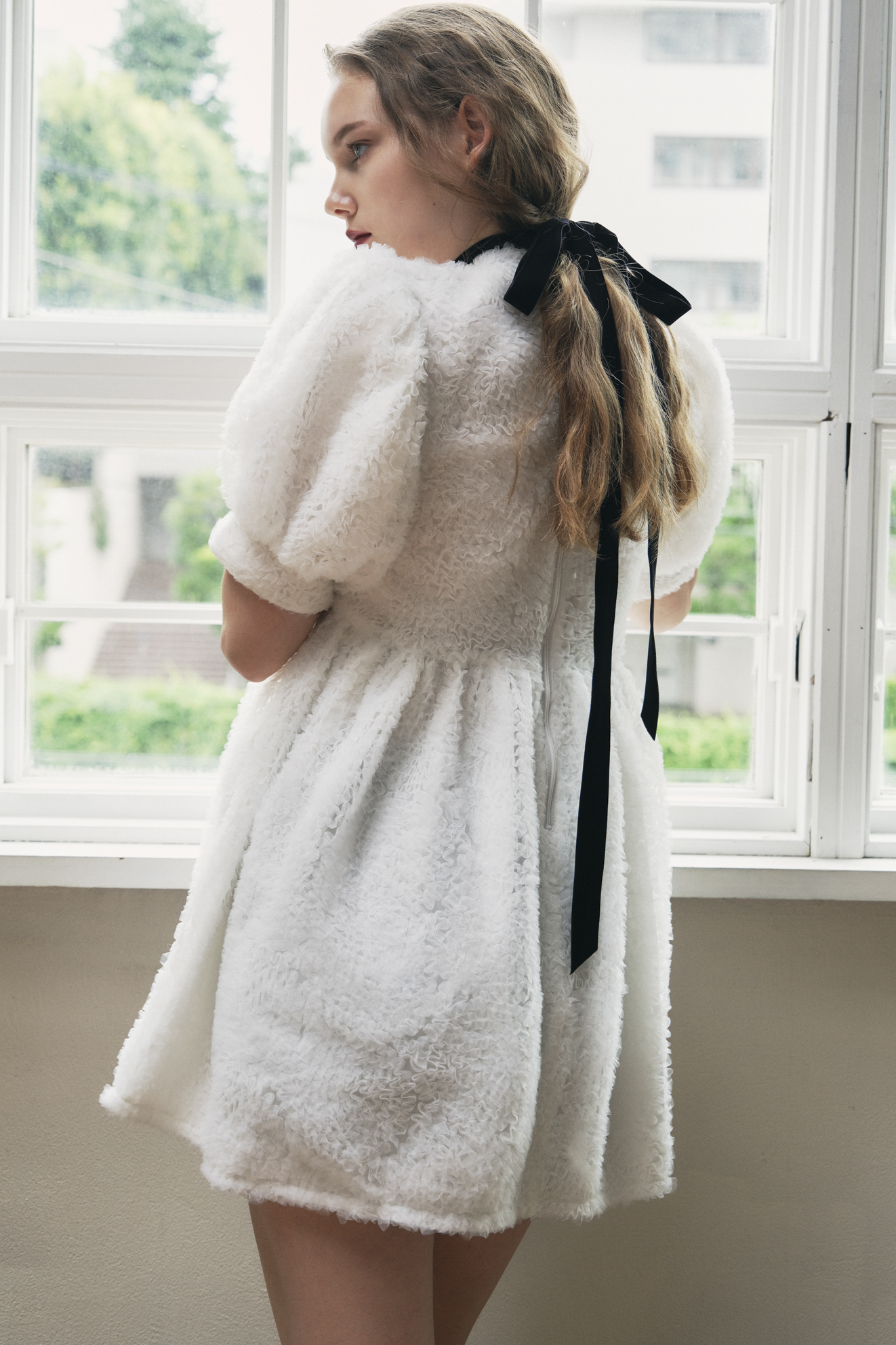 HONEY MI HONEY ハニーミーハニー｜チュールパフスリーブワンピース