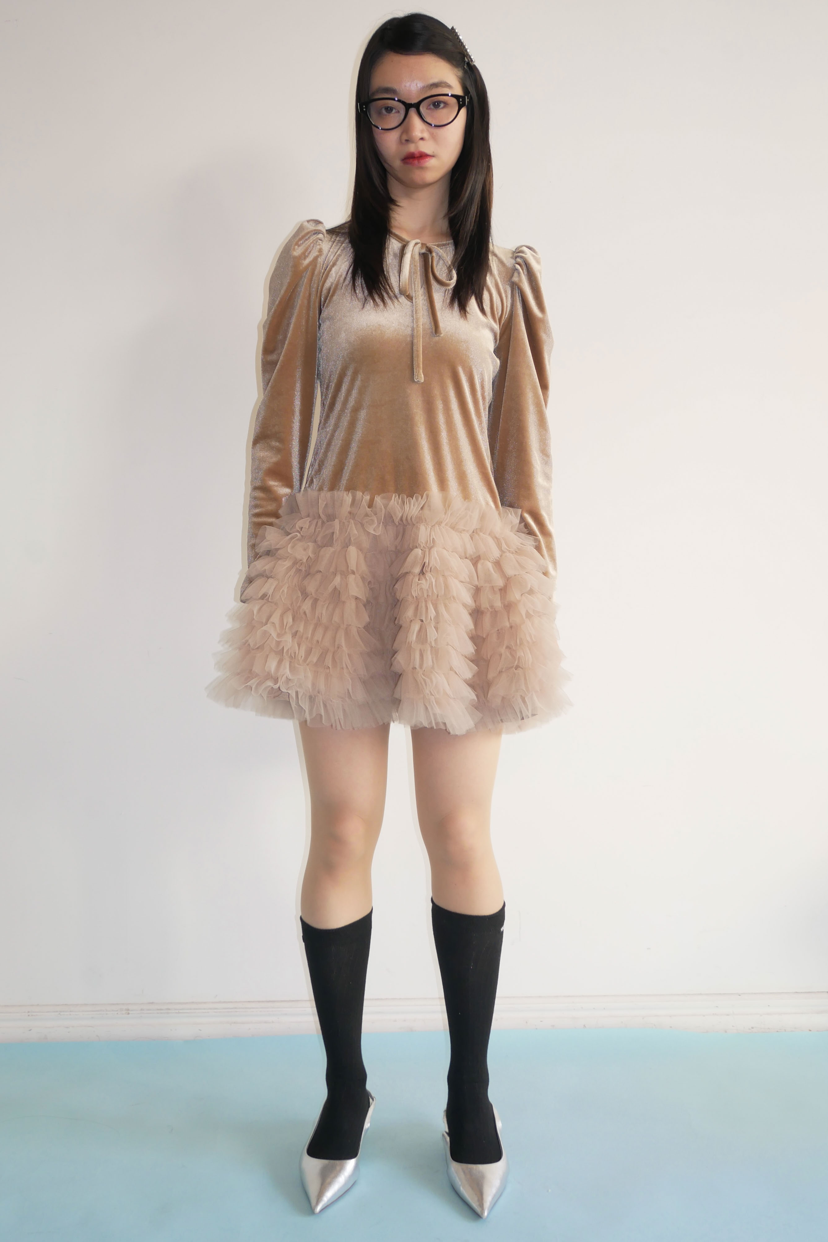 HONEY MI HONEY ハニーミーハニー｜ベロア×チュール ミニワンピース