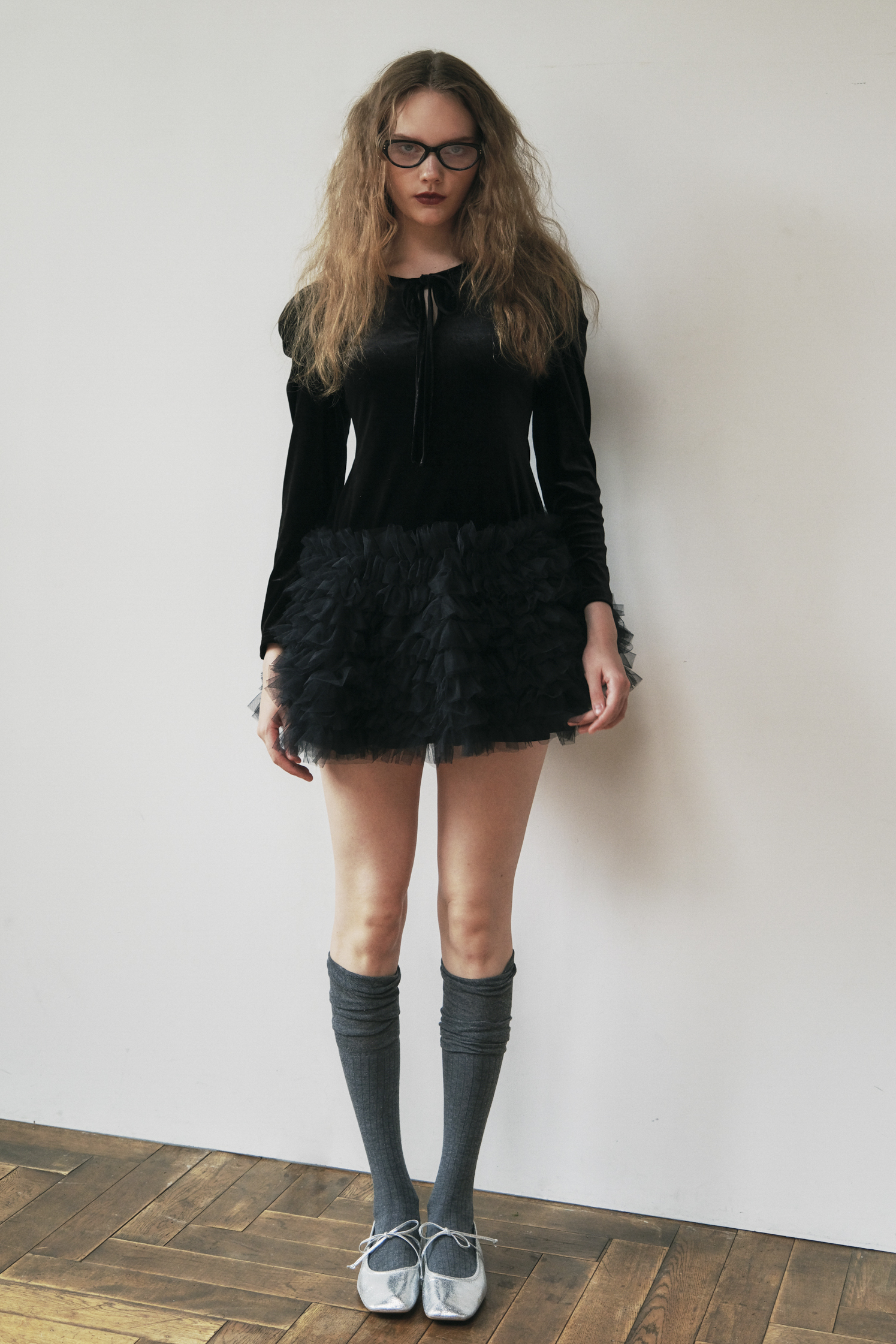 HONEY MI HONEY ハニーミーハニー｜ベロア×チュール ミニワンピース