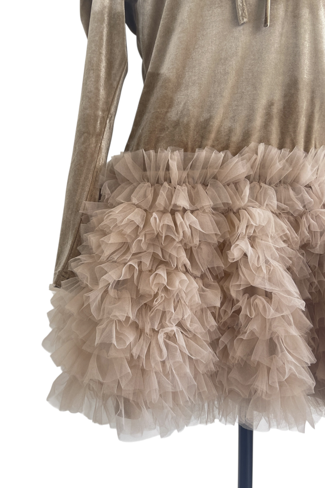 HONEY MI HONEY ハニーミーハニー｜ベロア×チュール ミニワンピース