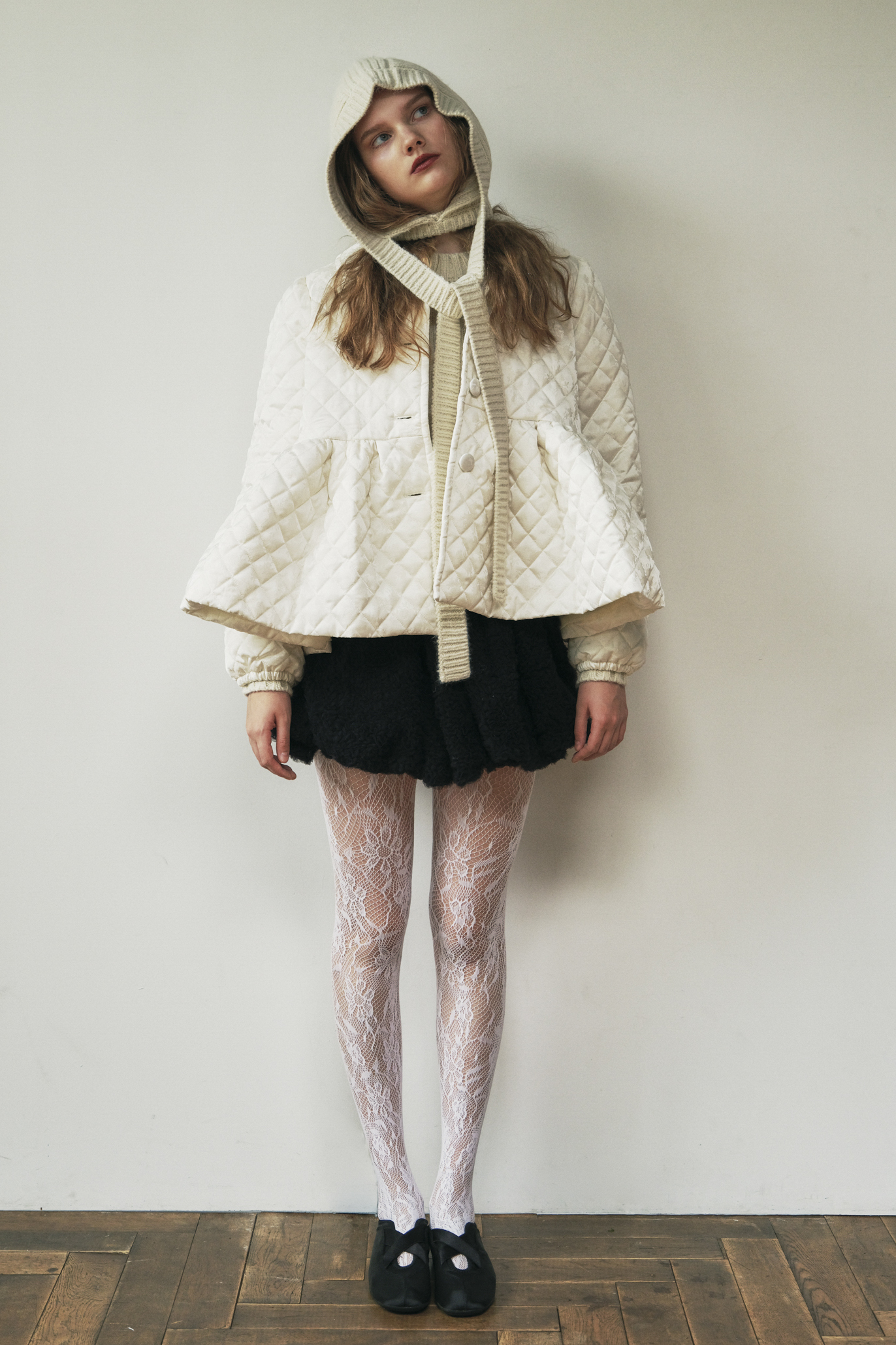 HONEY MI HONEY｜quilting rose satin peplum coat