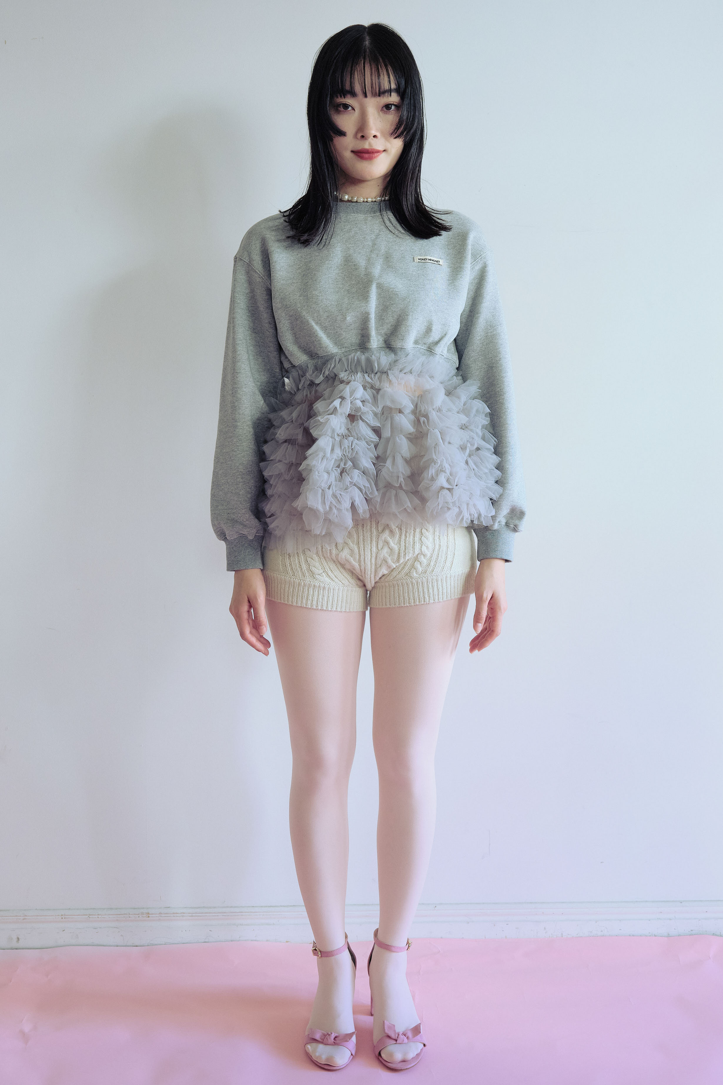 HONEY MI HONEY｜ケーブルニットショートパンツ｜大人可愛い冬ボトム