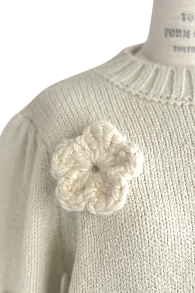 HONEY MI HONEY｜立体フラワーニット｜レディース パフスリーブセーター